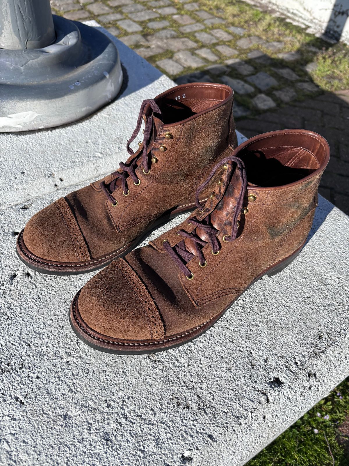 Photo by Way2Jeff on April 5, 2024 of the John Lofgren Combat Boots in Horween Natural Chromexcel Roughout.