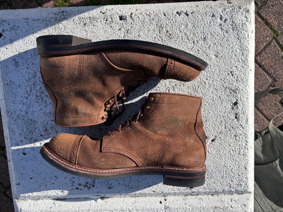 Photo by Way2Jeff on April 5, 2024 of the John Lofgren Combat Boots in Horween Natural Chromexcel Roughout.