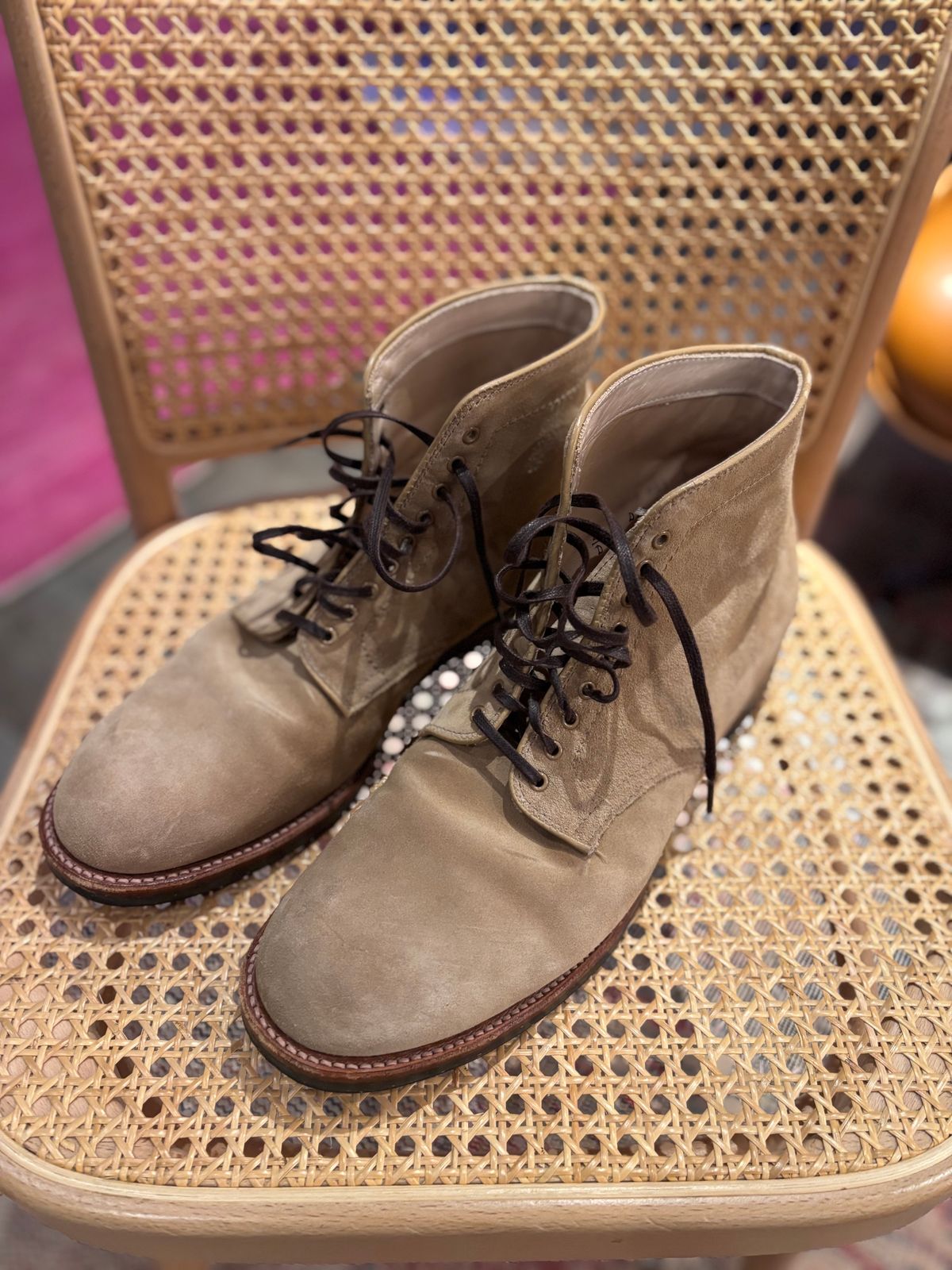 Photo by Way2Jeff on January 5, 2025 of the Alden x Brogue Boondocker Boot in Tan Suede.