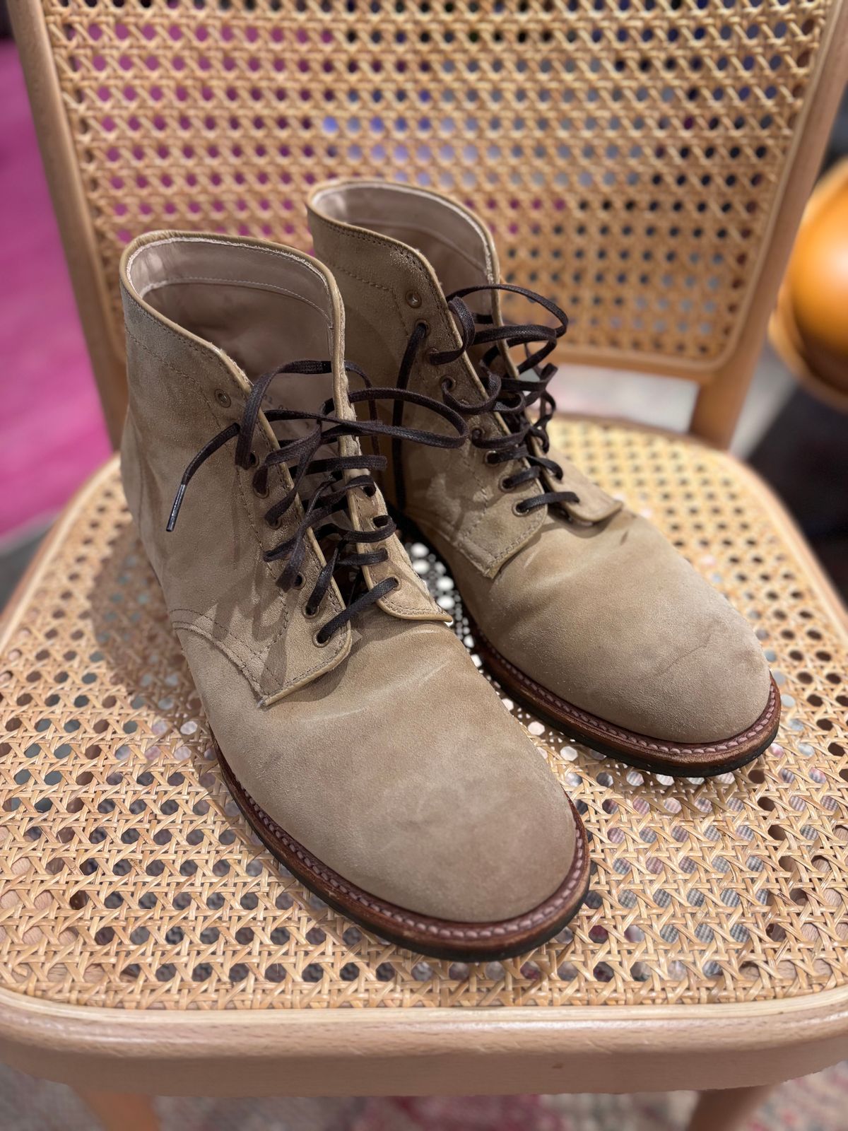 Photo by Way2Jeff on January 5, 2025 of the Alden x Brogue Boondocker Boot in Tan Suede.