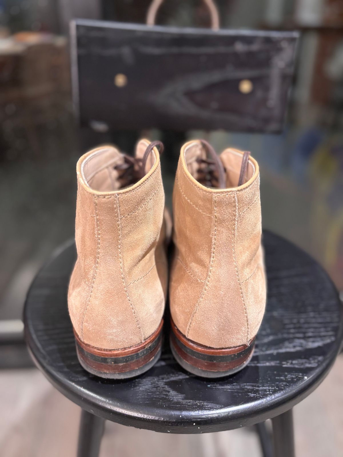 Photo by Way2Jeff on March 6, 2025 of the Alden x Brogue Boondocker Boot in Tan Suede.