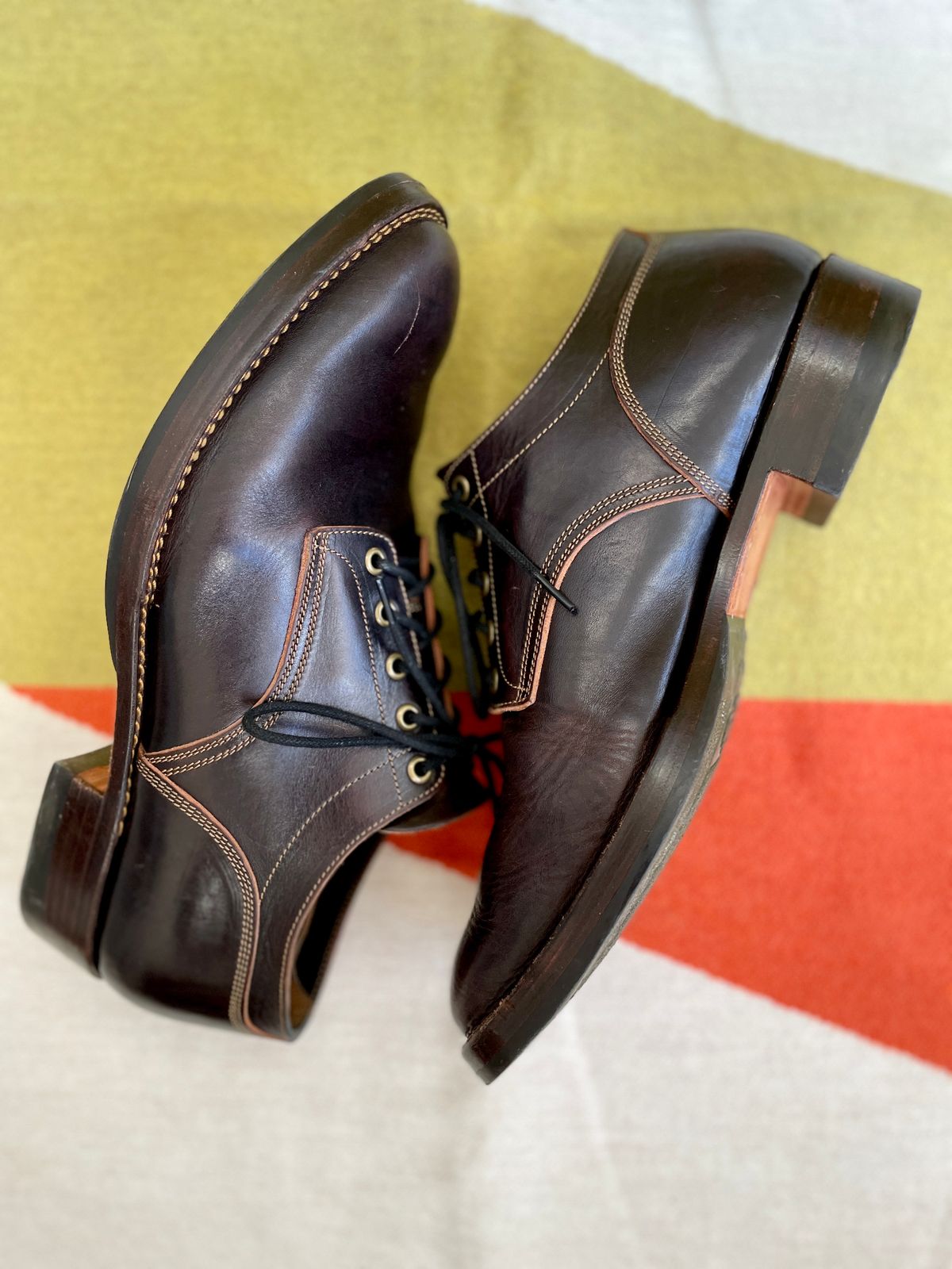 Photo by soleprofessor on November 4, 2023 of the Onderhoud LVL01 Derby Boot in Badalassi Carlo Cognac Minerva.