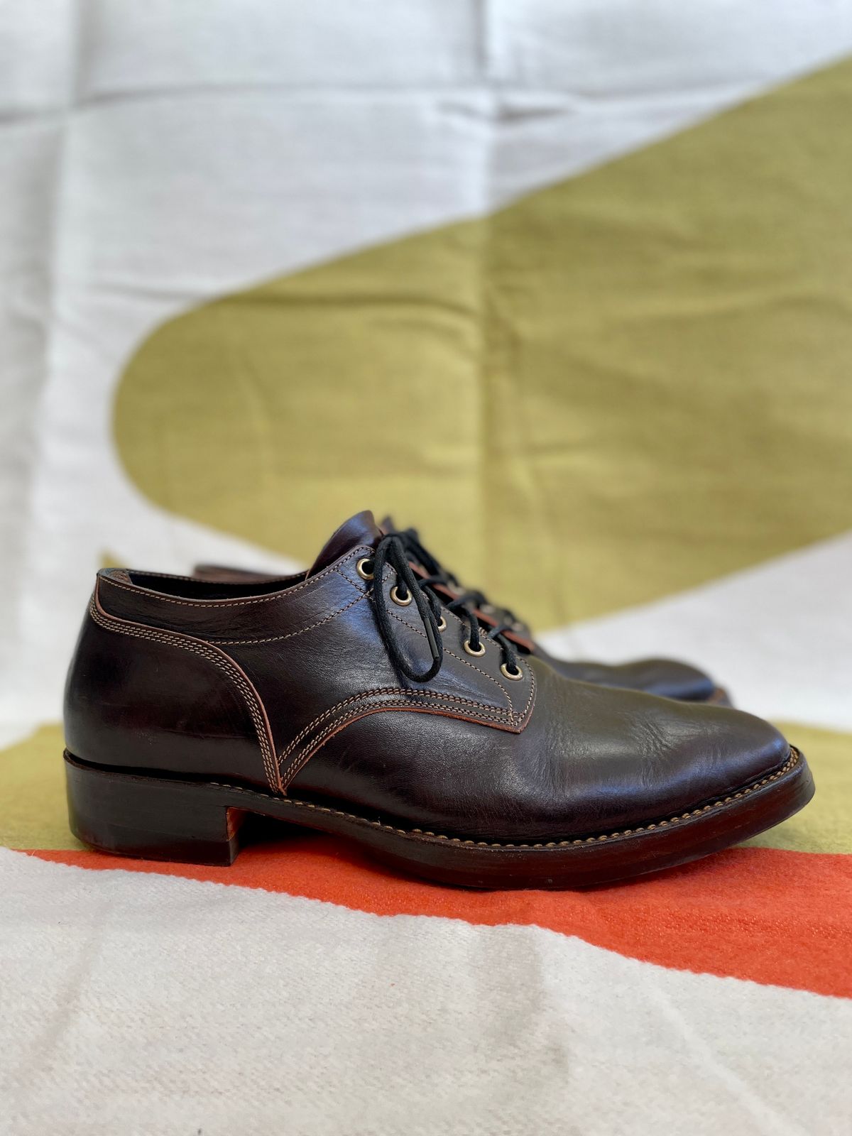 Photo by soleprofessor on November 4, 2023 of the Onderhoud LVL01 Derby Boot in Badalassi Carlo Cognac Minerva.