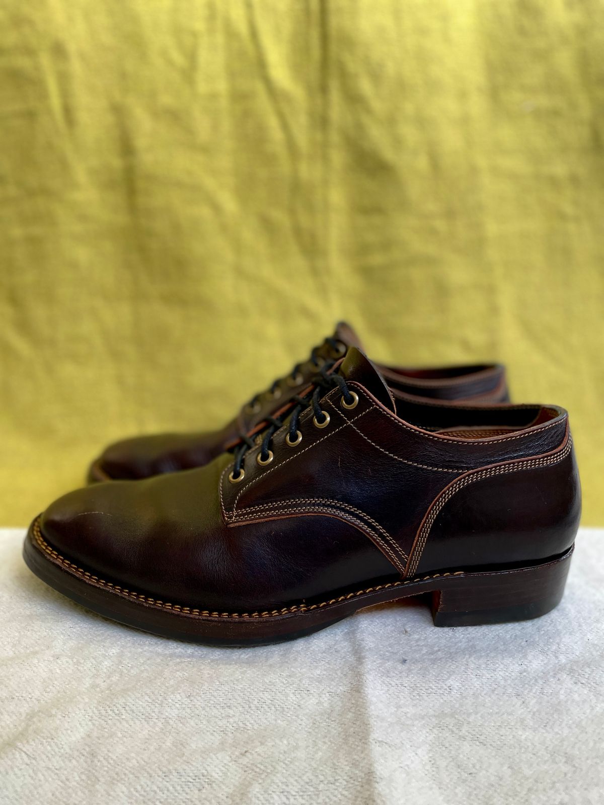 Photo by soleprofessor on December 4, 2023 of the Onderhoud LVL01 Derby Boot in Badalassi Carlo Cognac Minerva.