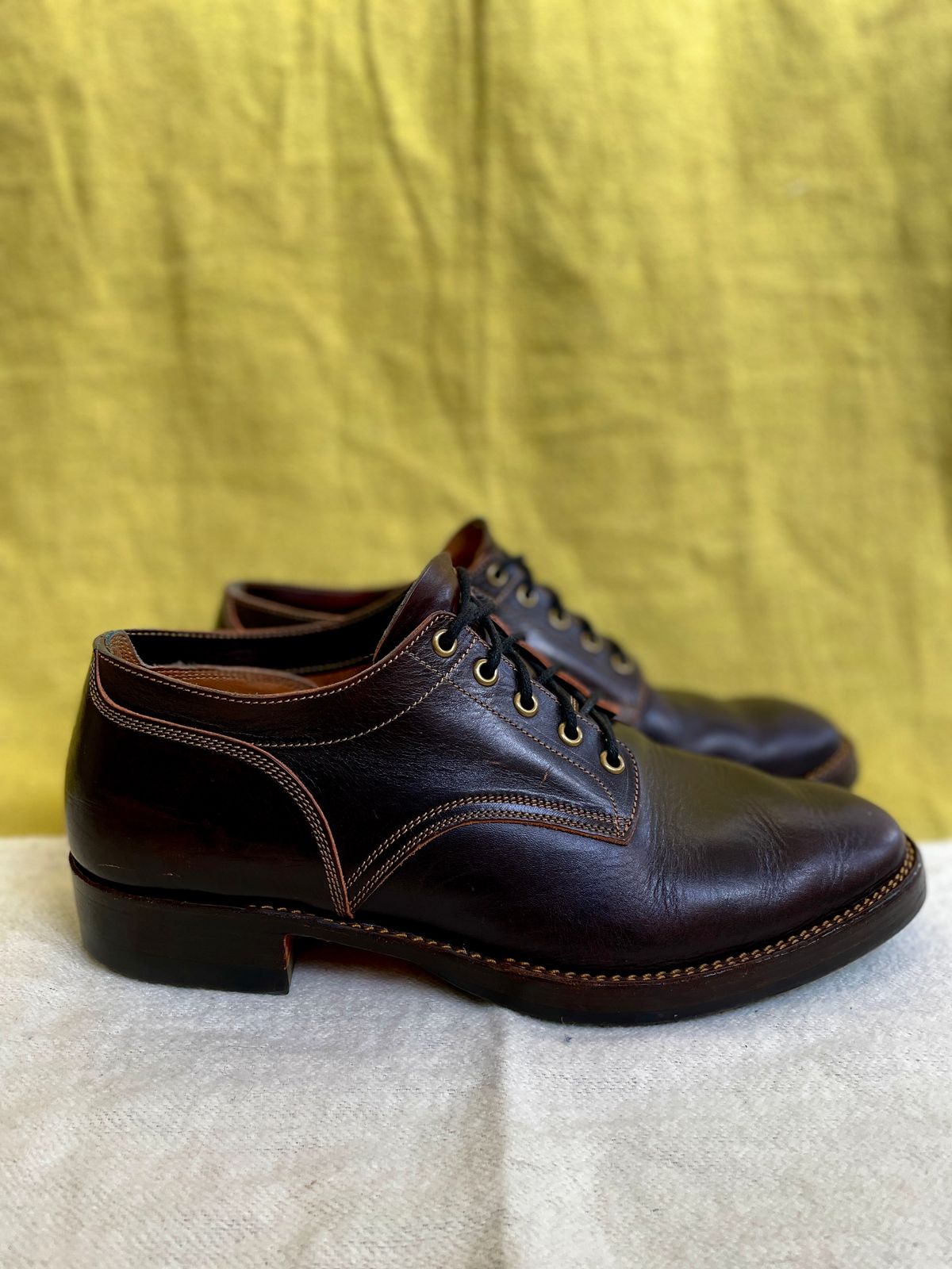 Photo by soleprofessor on December 4, 2023 of the Onderhoud LVL01 Derby Boot in Badalassi Carlo Cognac Minerva.