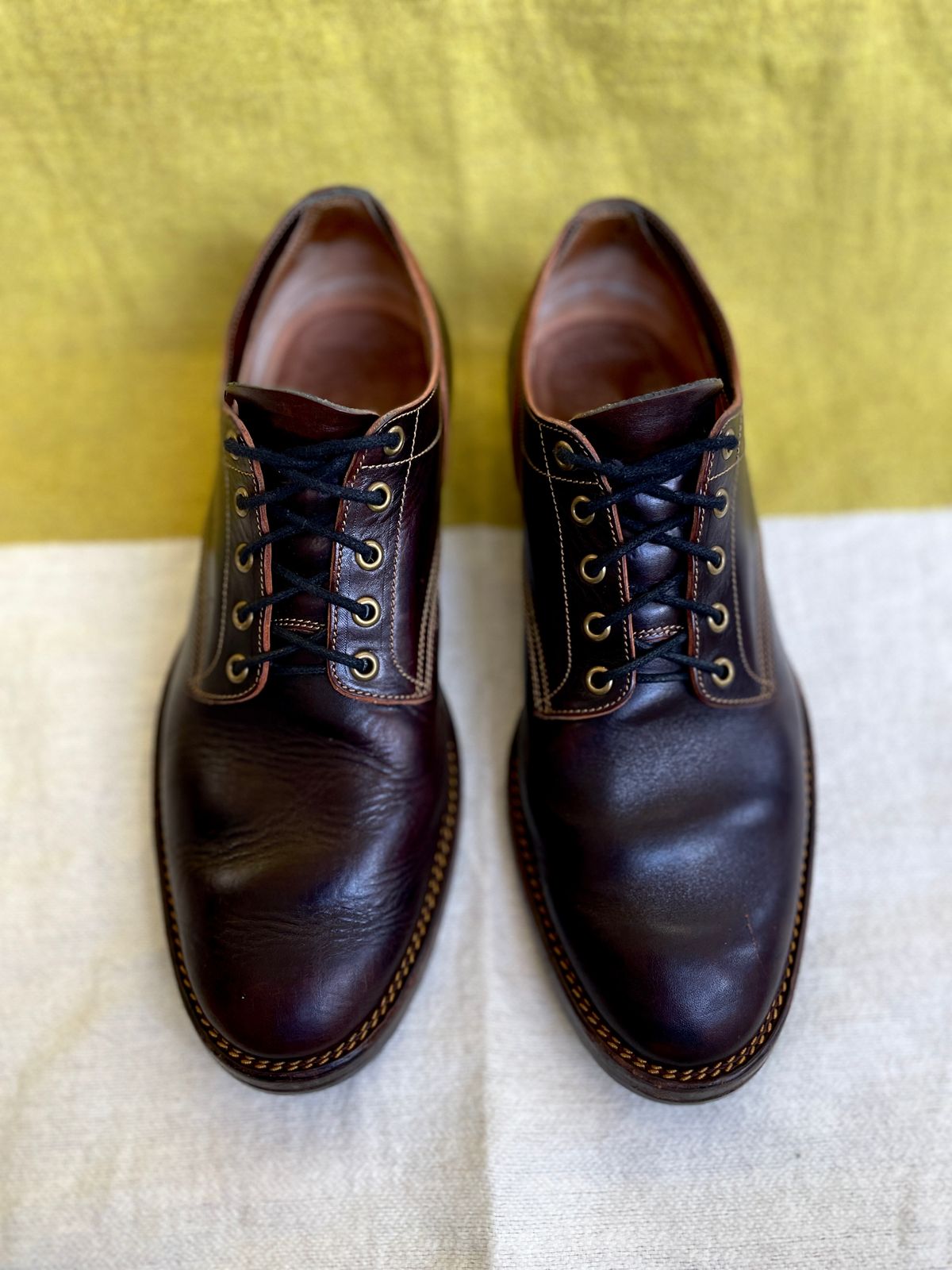 Photo by soleprofessor on December 4, 2023 of the Onderhoud LVL01 Derby Boot in Badalassi Carlo Cognac Minerva.