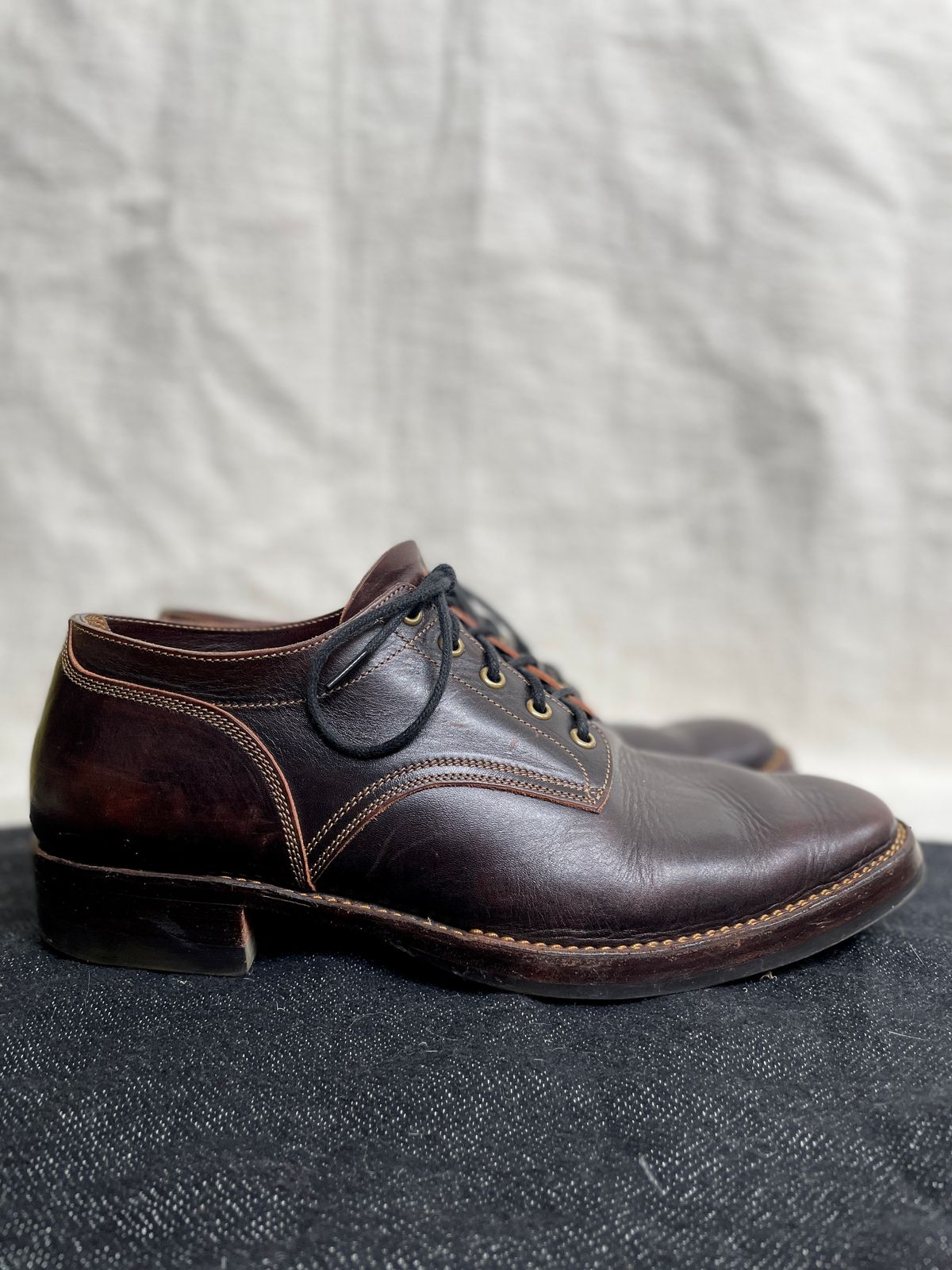 Photo by soleprofessor on January 3, 2024 of the Onderhoud LVL01 Derby Boot in Badalassi Carlo Cognac Minerva.