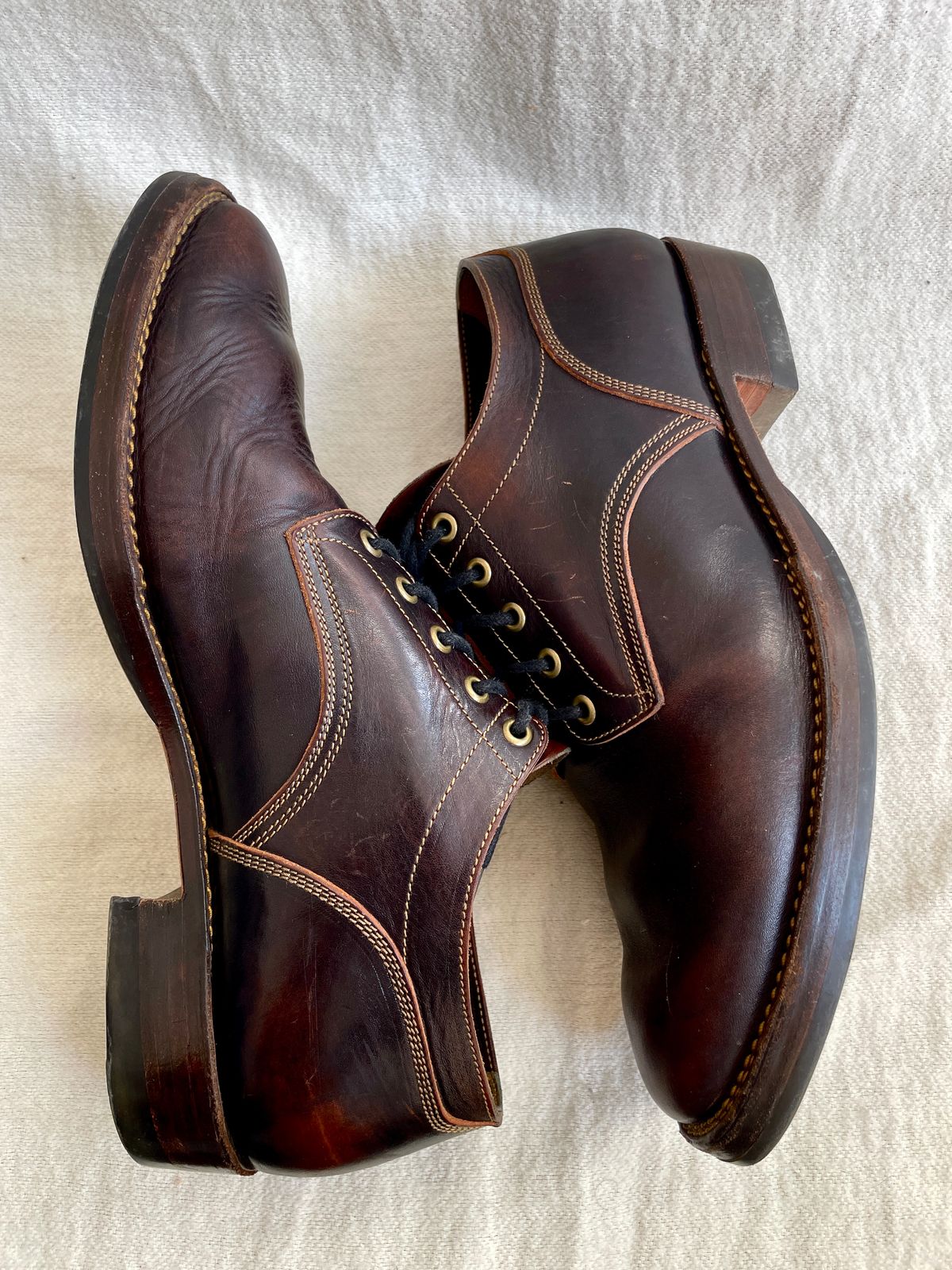 Photo by soleprofessor on March 5, 2024 of the Onderhoud LVL01 Derby Boot in Badalassi Carlo Cognac Minerva.