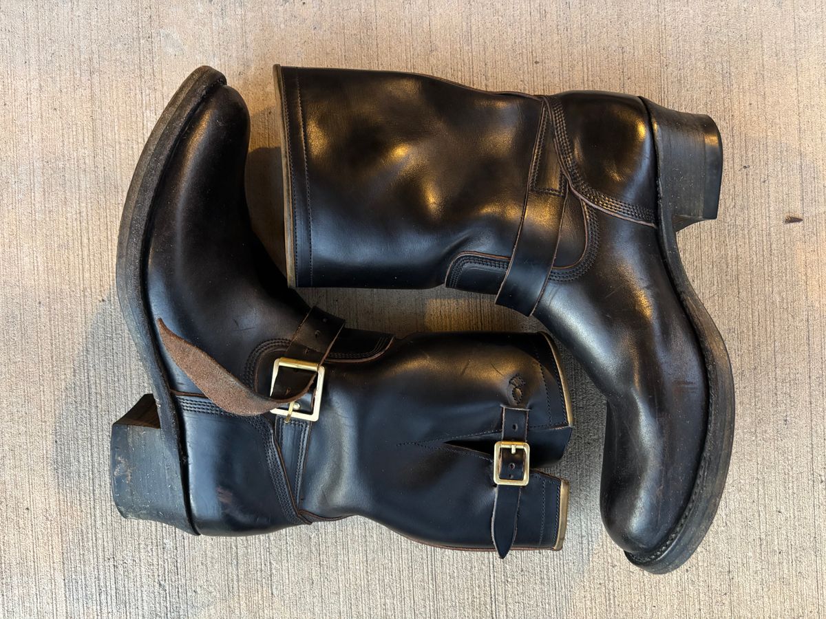 Photo by LastOfTheMohicans on October 1, 2025 of the Role Club Engineer Boots in Shinki Hand-Finished Black Horsehide.