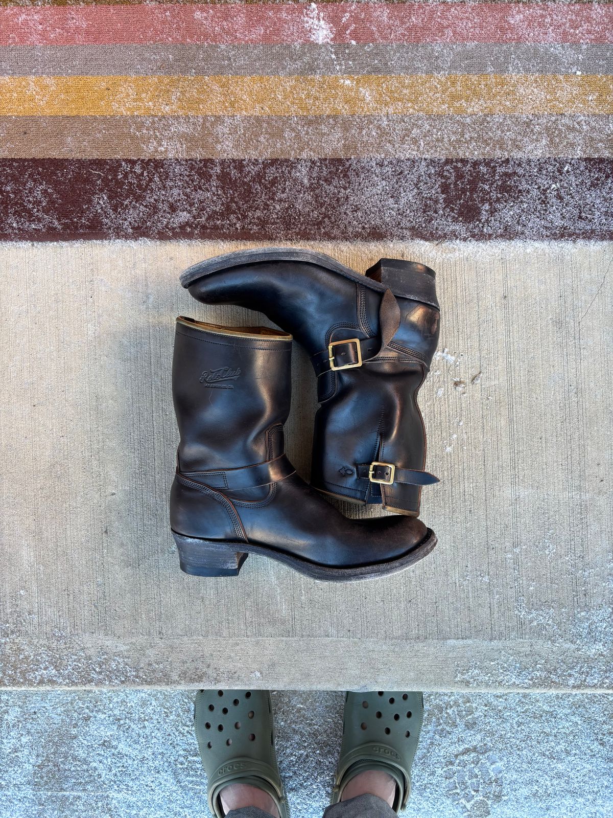 Photo by LastOfTheMohicans on December 1, 2025 of the Role Club Engineer Boots in Shinki Hand-Finished Black Horsehide.