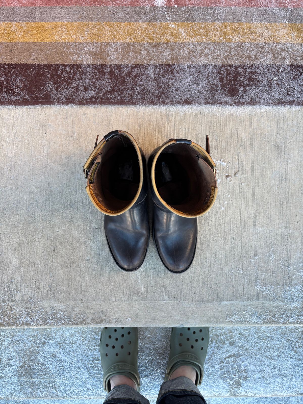 Photo by LastOfTheMohicans on December 1, 2025 of the Role Club Engineer Boots in Shinki Hand-Finished Black Horsehide.