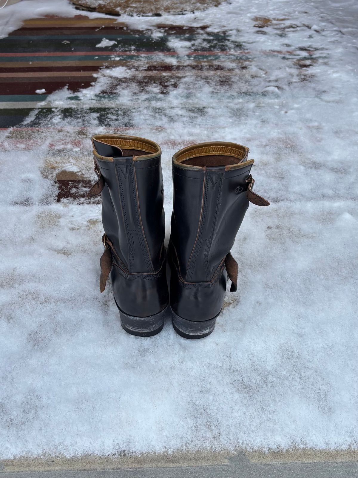 Photo by LastOfTheMohicans on January 3, 2026 of the Role Club Engineer Boots in Shinki Hand-Finished Black Horsehide.