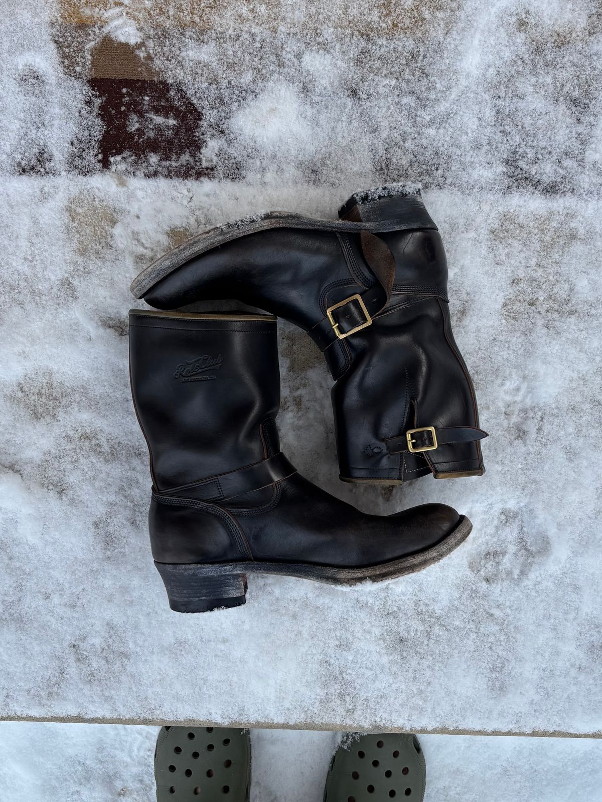 Photo by LastOfTheMohicans on January 3, 2026 of the Role Club Engineer Boots in Shinki Hand-Finished Black Horsehide.
