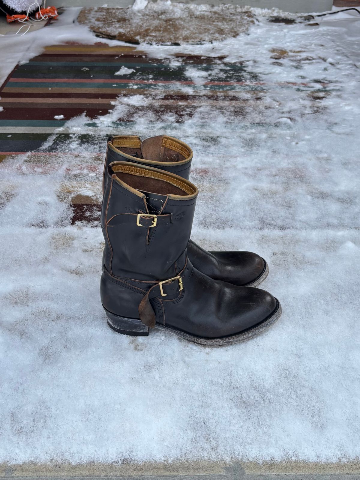 Photo by LastOfTheMohicans on January 3, 2026 of the Role Club Engineer Boots in Shinki Hand-Finished Black Horsehide.