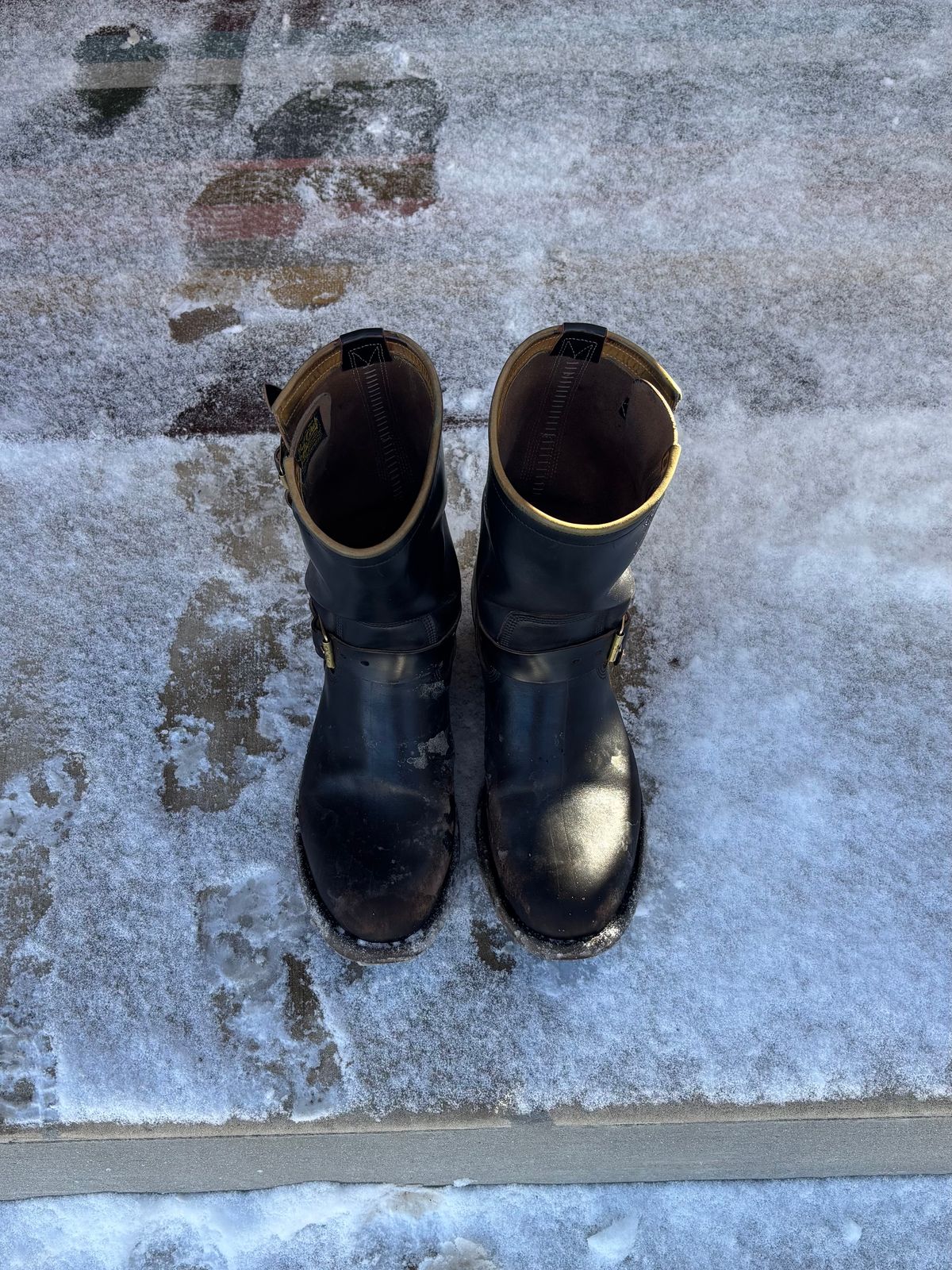 Photo by LastOfTheMohicans on February 3, 2026 of the Role Club Engineer Boots in Shinki Hand-Finished Black Horsehide.
