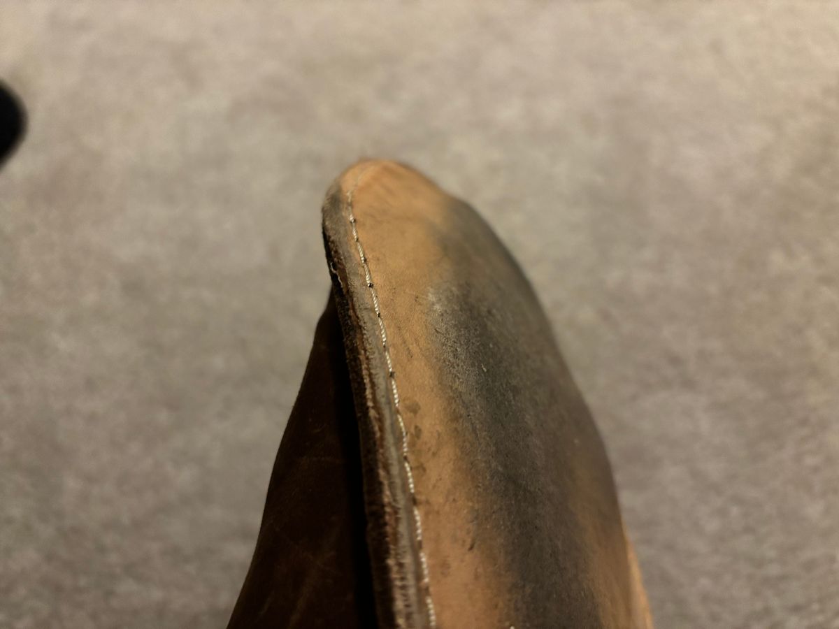 Photo by LastOfTheMohicans on December 1, 2023 of the Home Made Slipper in S.B. Foot Brown Spitfire.