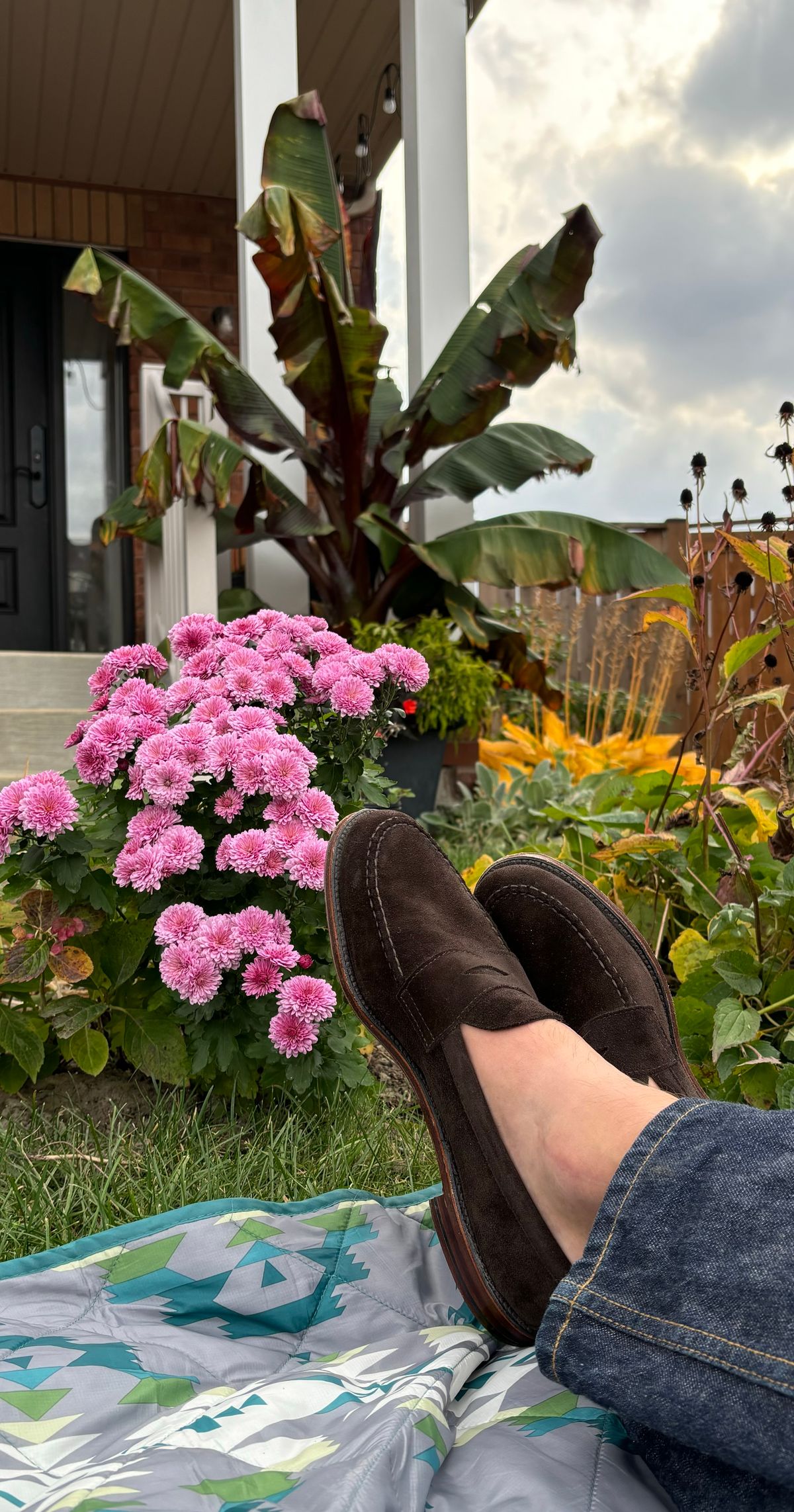 Photo by LastOfTheMohicans on October 23, 2024 of the Alden Leisure Handsewn Penny Loafer in Dark Brown Suede.