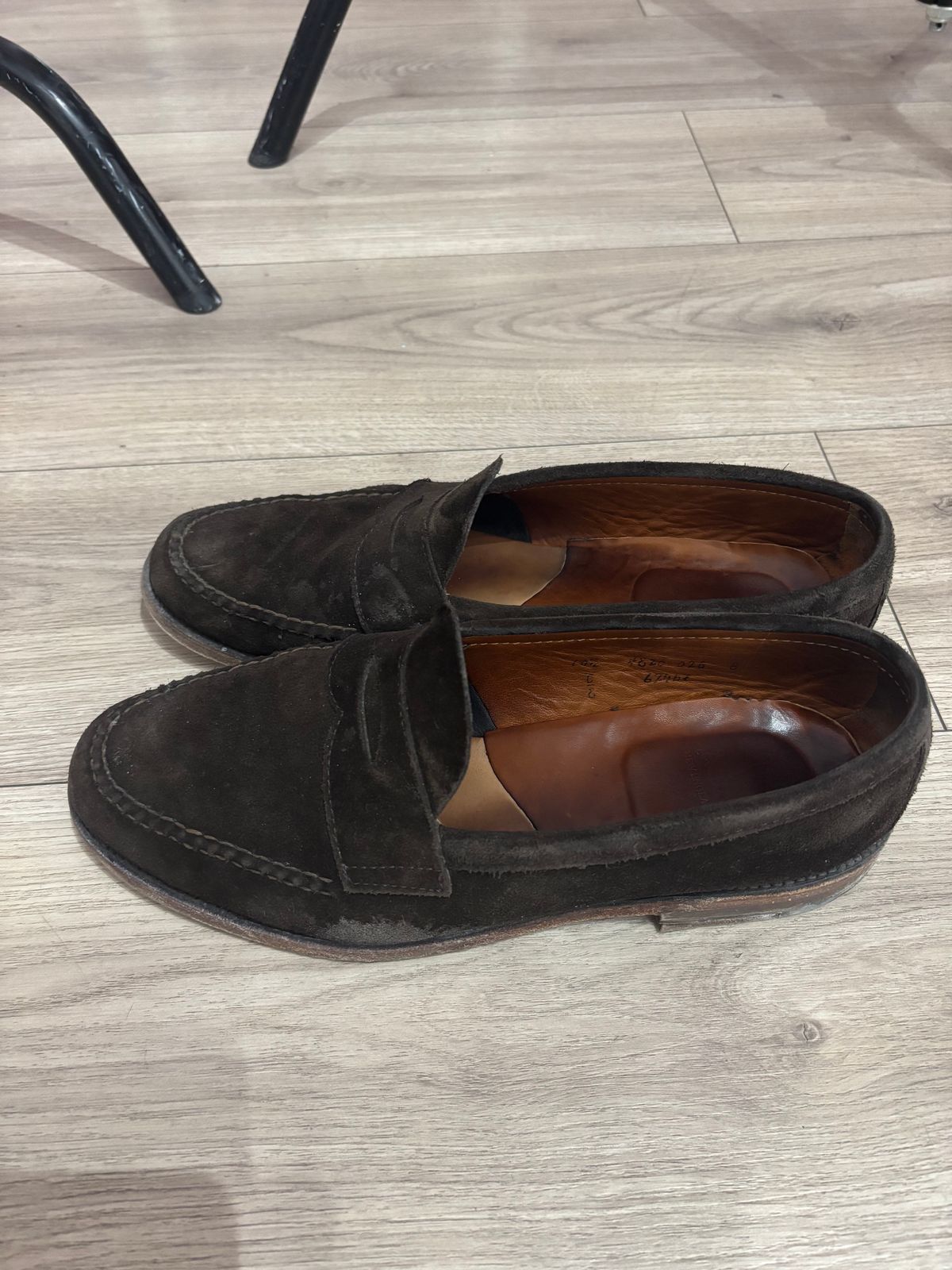 Photo by LastOfTheMohicans on February 5, 2025 of the Alden Leisure Handsewn Penny Loafer in Dark Brown Suede.