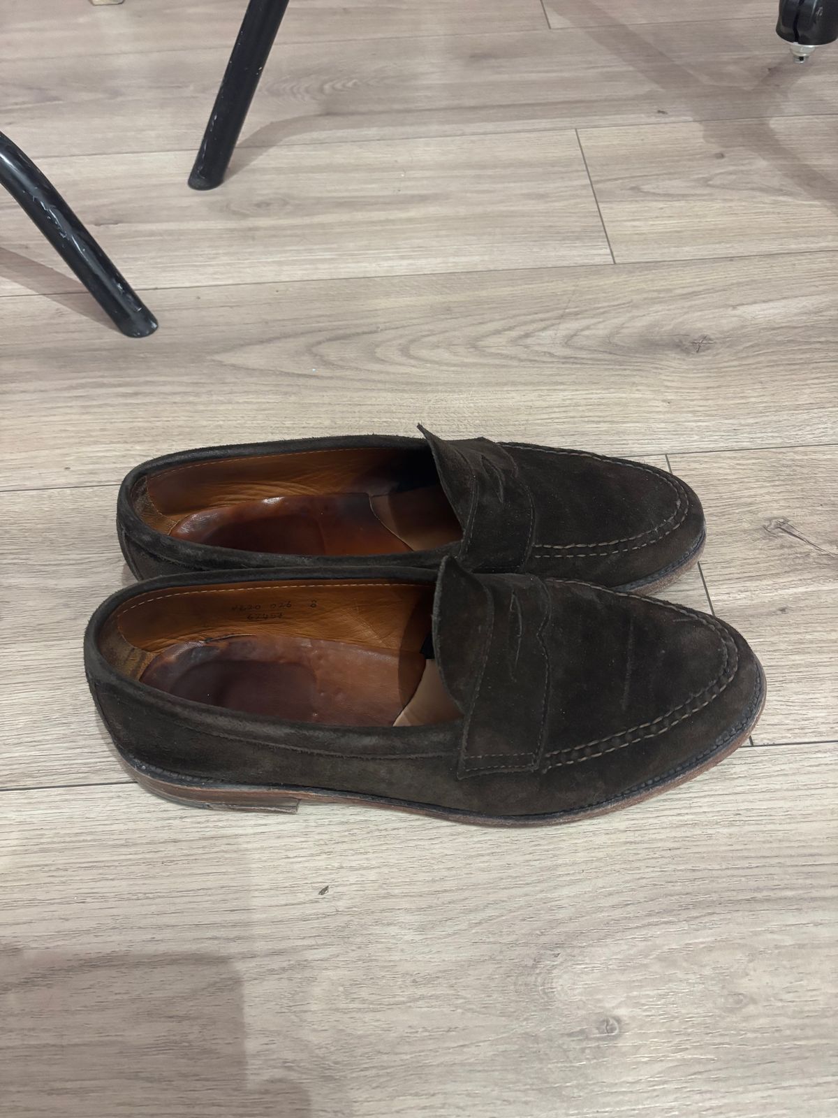 Photo by LastOfTheMohicans on February 5, 2025 of the Alden Leisure Handsewn Penny Loafer in Dark Brown Suede.
