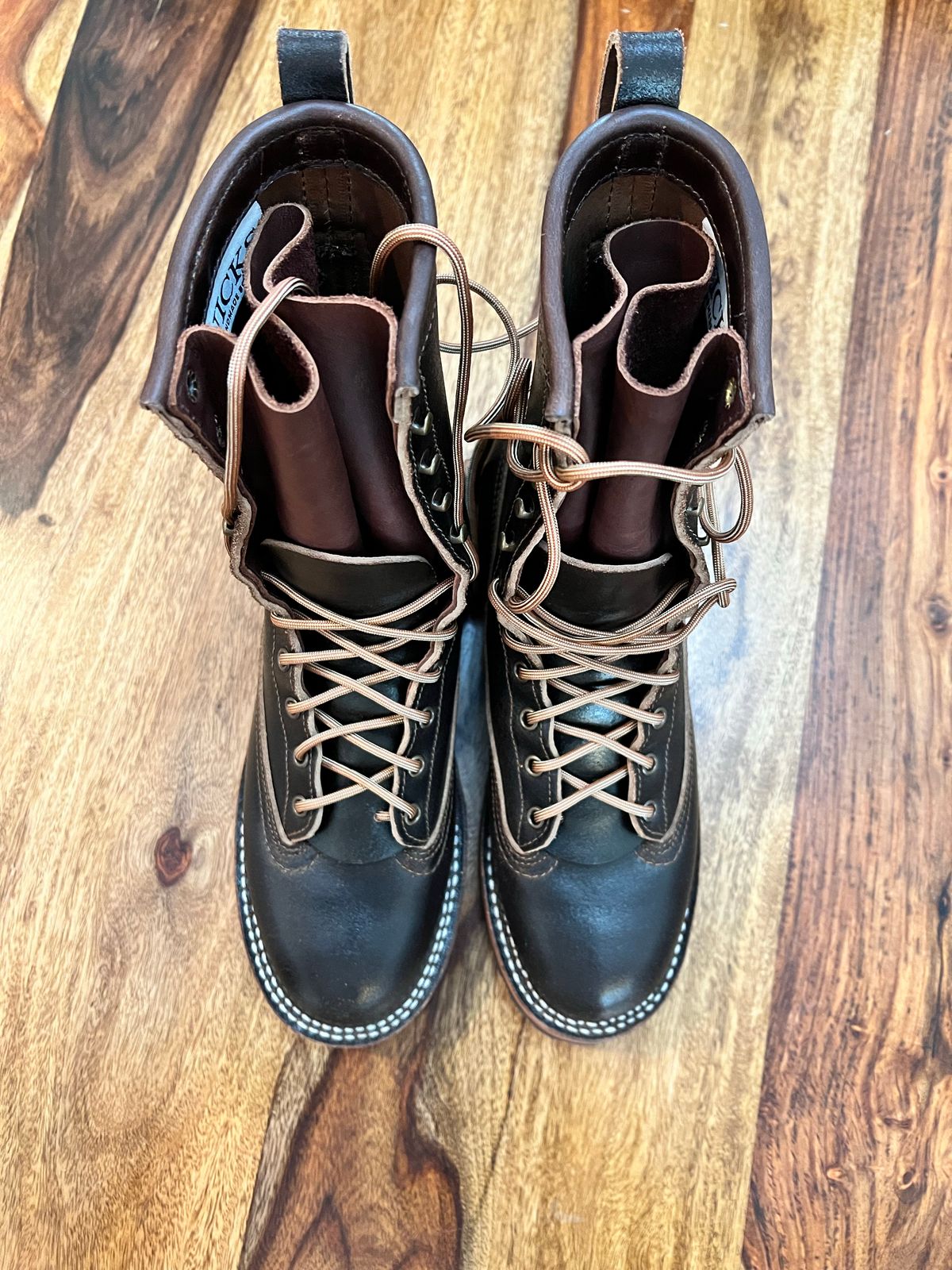 Photo by hopsandleather on October 1, 2022 of the Nicks Lace To Toe in Horween Brown Waxed Flesh.