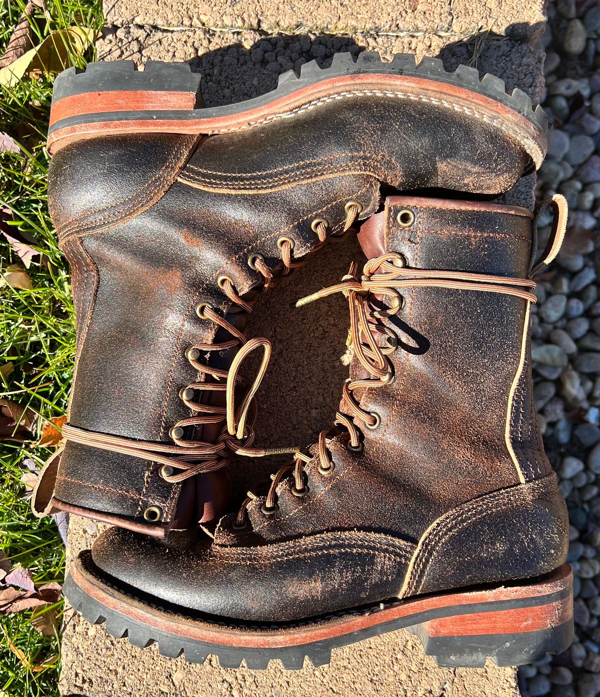 Photo by hopsandleather on November 1, 2022 of the Nicks Lace To Toe in Horween Brown Waxed Flesh.
