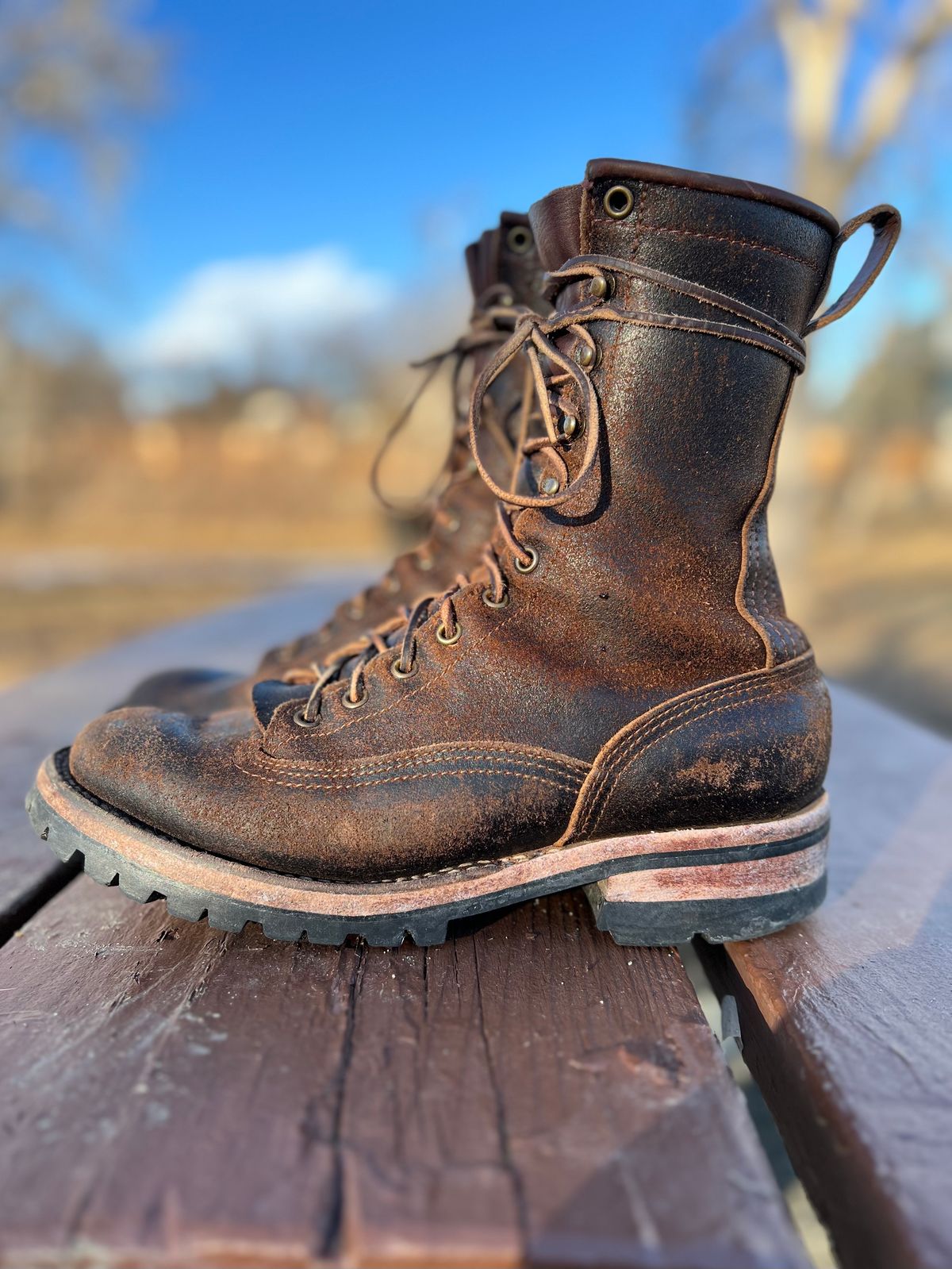 Photo by hopsandleather on February 5, 2023 of the Nicks Lace To Toe in Horween Brown Waxed Flesh.