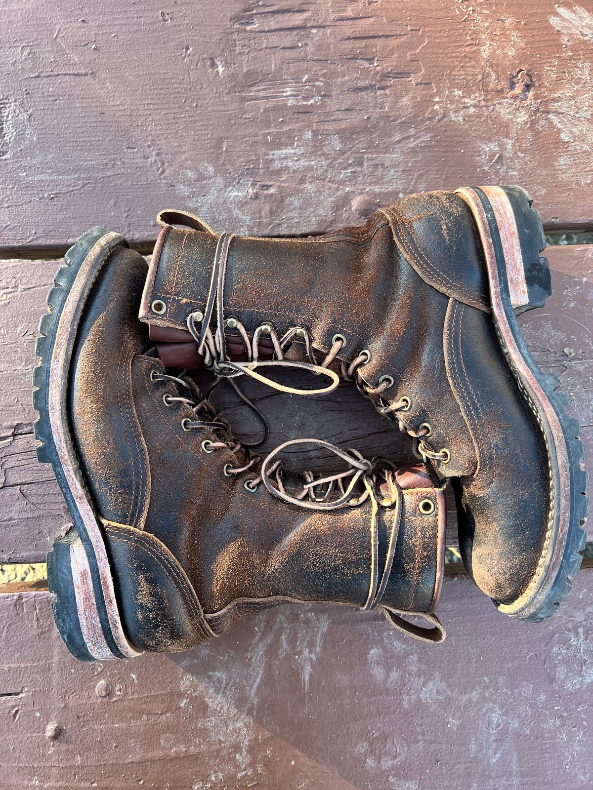 Photo by hopsandleather on February 5, 2023 of the Nicks Lace To Toe in Horween Brown Waxed Flesh.