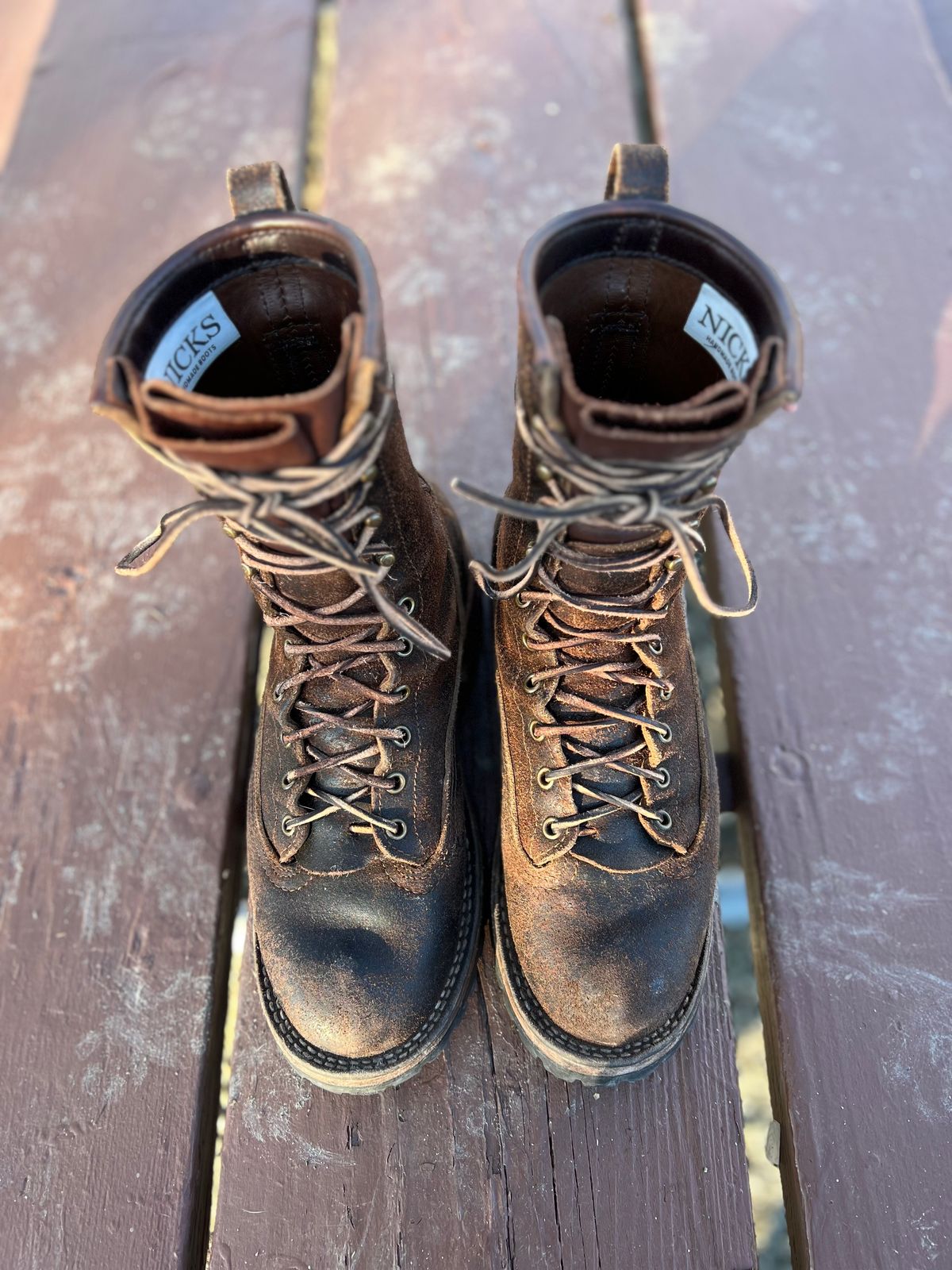 Photo by hopsandleather on February 5, 2023 of the Nicks Lace To Toe in Horween Brown Waxed Flesh.