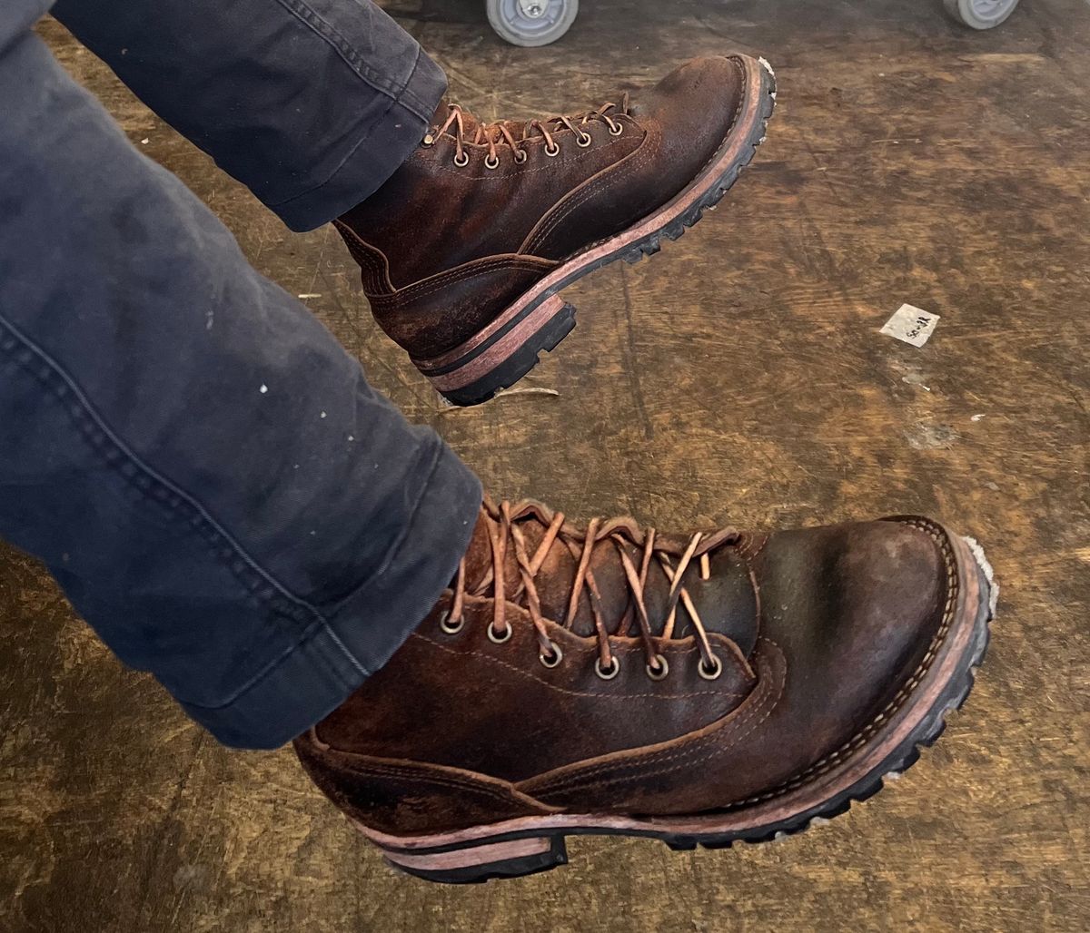 Photo by hopsandleather on February 15, 2023 of the Nicks Lace To Toe in Horween Brown Waxed Flesh.