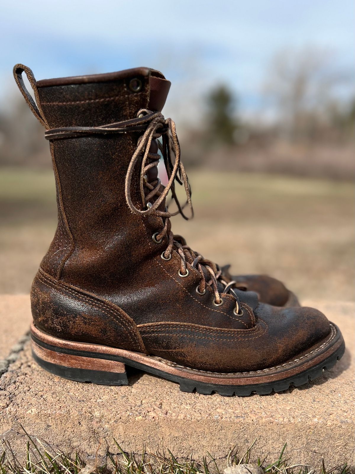 Photo by hopsandleather on April 3, 2023 of the Nicks Lace To Toe in Horween Brown Waxed Flesh.