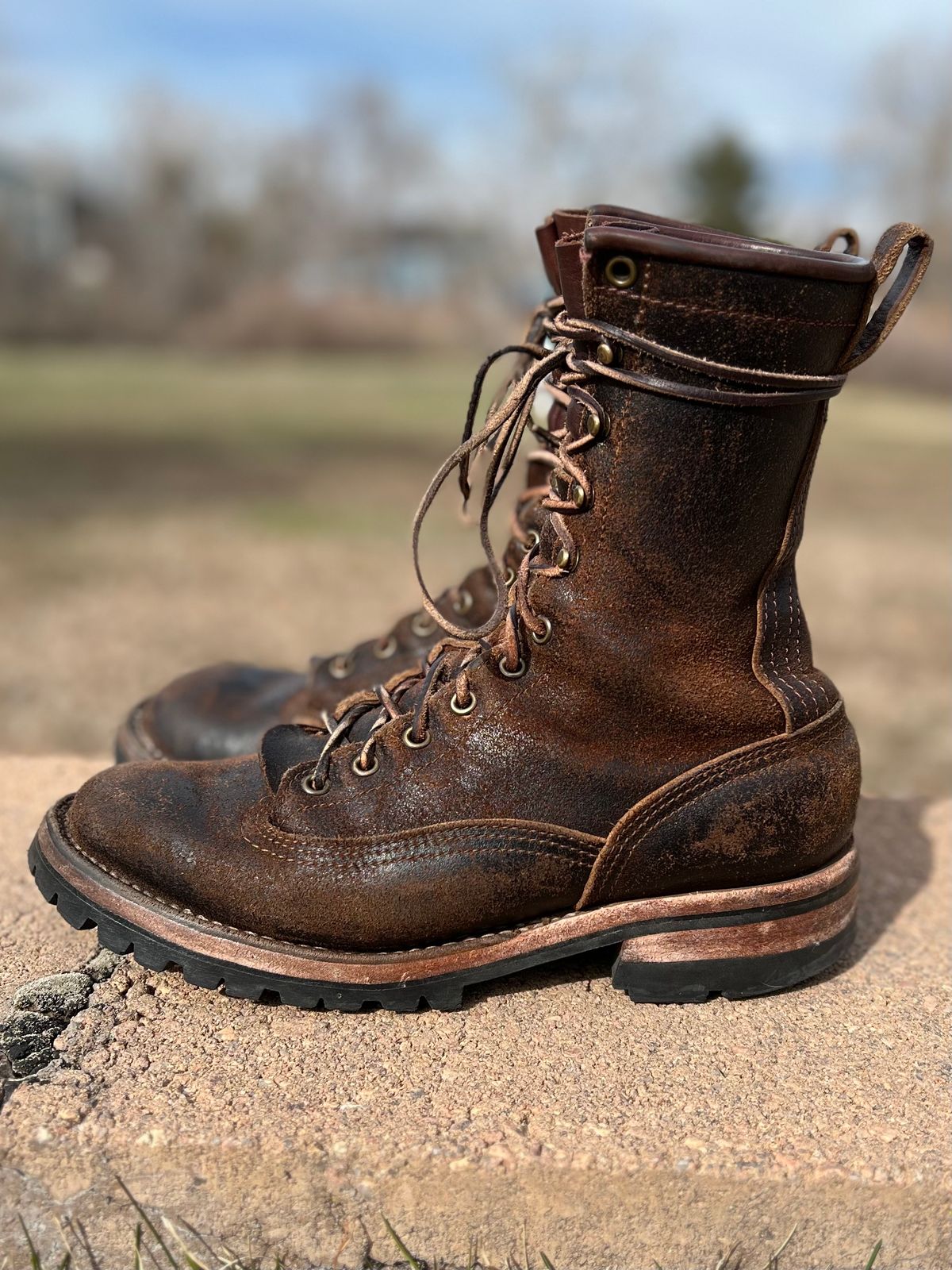 Photo by hopsandleather on April 3, 2023 of the Nicks Lace To Toe in Horween Brown Waxed Flesh.