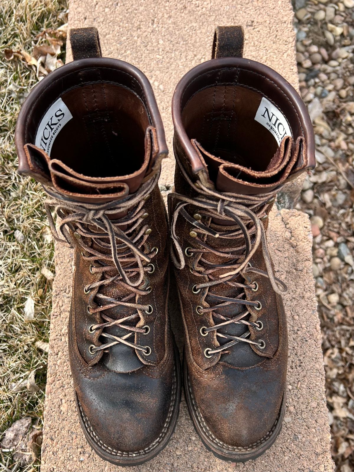 Photo by hopsandleather on April 3, 2023 of the Nicks Lace To Toe in Horween Brown Waxed Flesh.