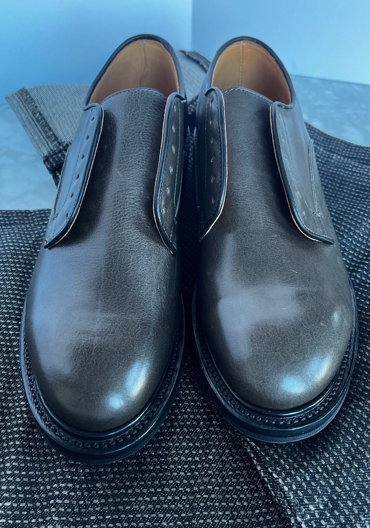 Photo by jamesherlihy on November 1, 2023 of the Viberg Derby Shoe in C.F. Stead Winter Smoke Classic Calf.