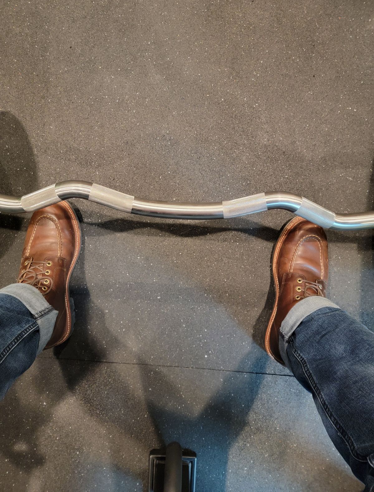 Photo by ejw on October 8, 2022 of the Grant Stone Brass Boot in Horween Crimson Chromexcel.