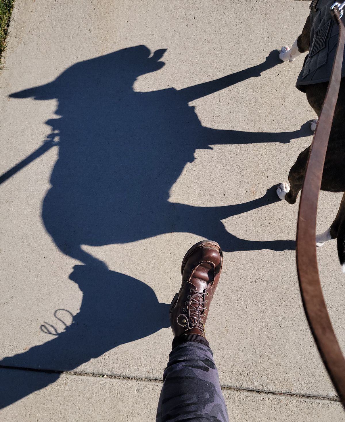 Photo by ejw on October 9, 2022 of the Grant Stone Brass Boot in Horween Crimson Chromexcel.