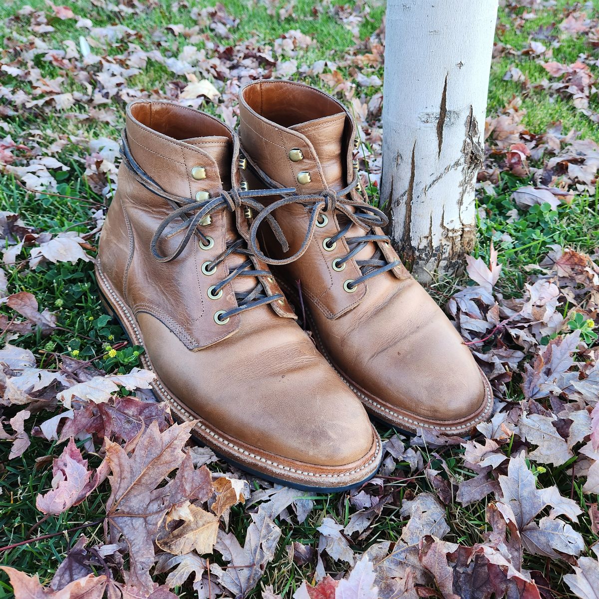 Photo by ejw on November 4, 2023 of the Grant Stone Diesel Boot in Horween Dune Chromexcel.