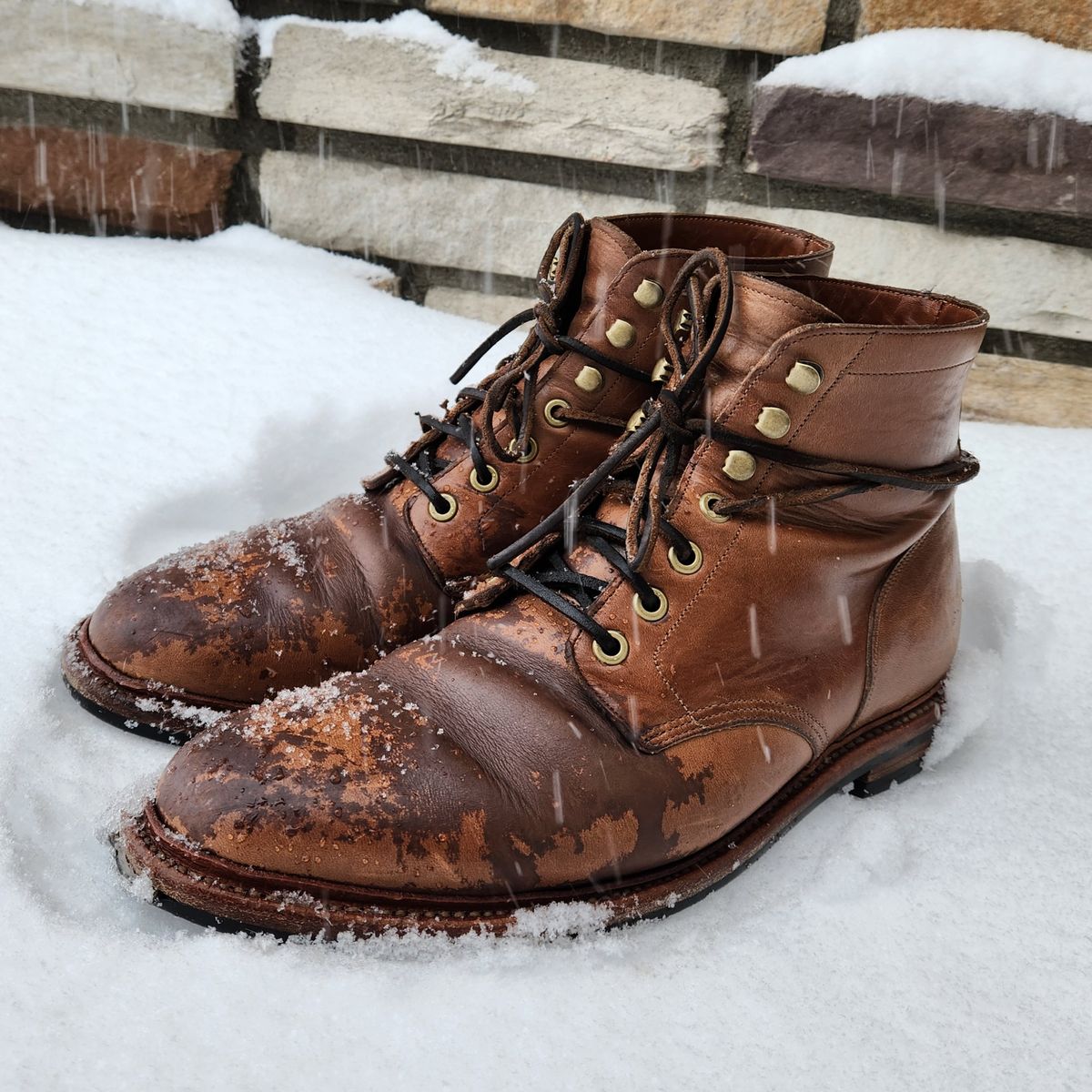 Photo by ejw on February 3, 2024 of the Grant Stone Diesel Boot in Horween Dune Chromexcel.