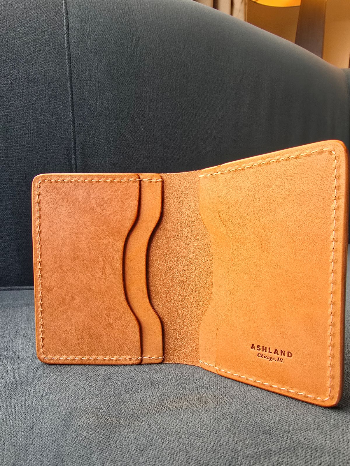 Photo by LouisvilleLeatherGuy on October 1, 2025 of the Ashland Leather Co. Bugs Moran in Horween Natural Pit-Tanned Horsebutt.