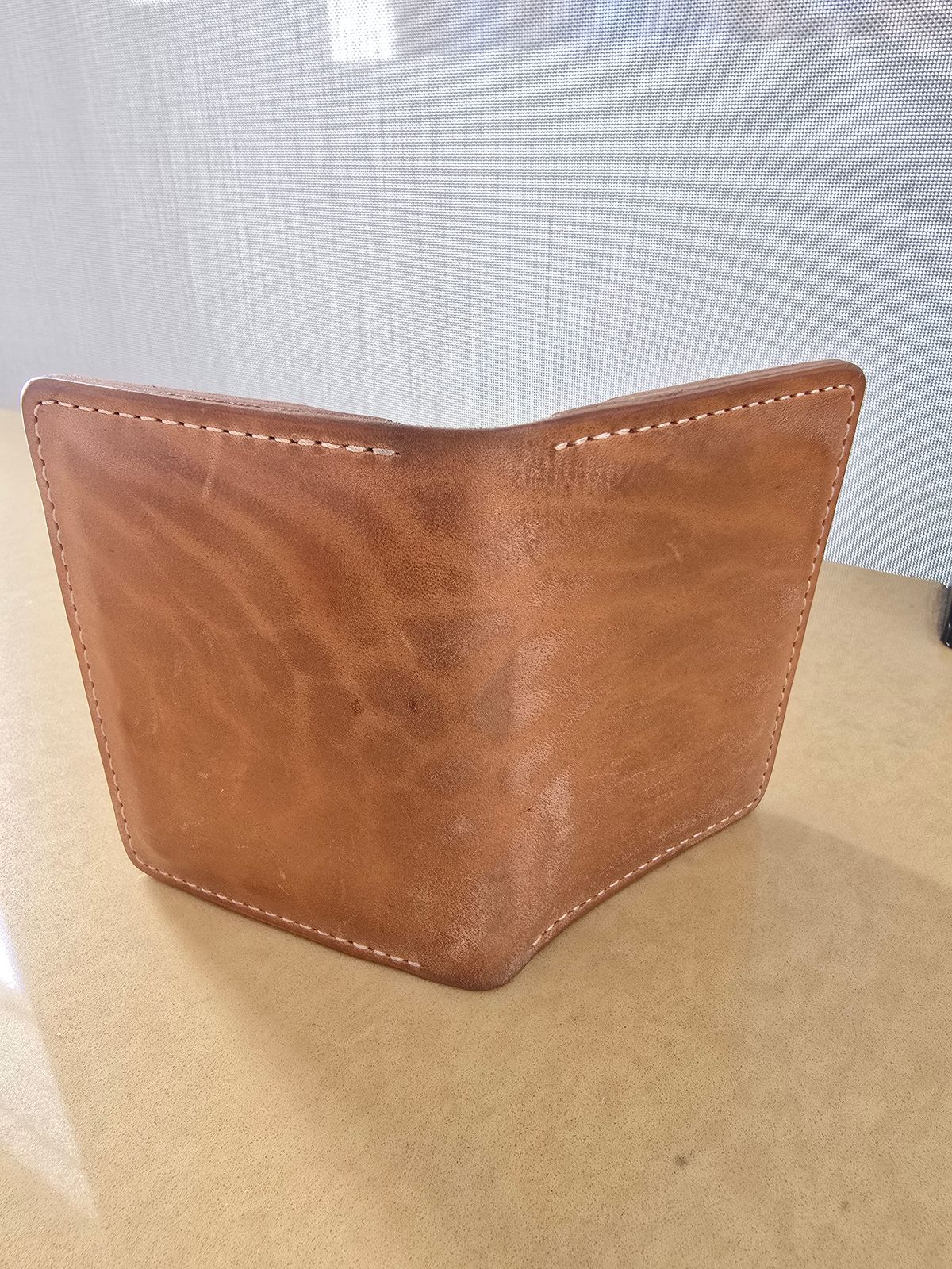 Photo by LouisvilleLeatherGuy on December 5, 2025 of the Ashland Leather Co. Bugs Moran in Horween Natural Pit-Tanned Horsebutt.