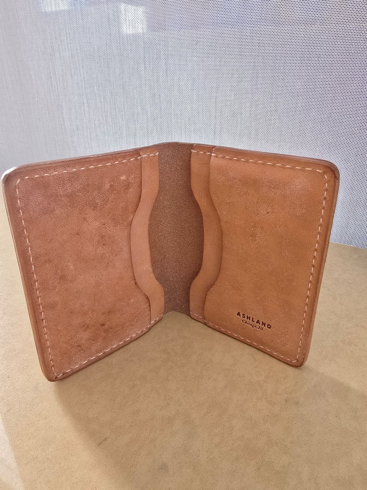 Photo by LouisvilleLeatherGuy on December 5, 2025 of the Ashland Leather Co. Bugs Moran in Horween Natural Pit-Tanned Horsebutt.