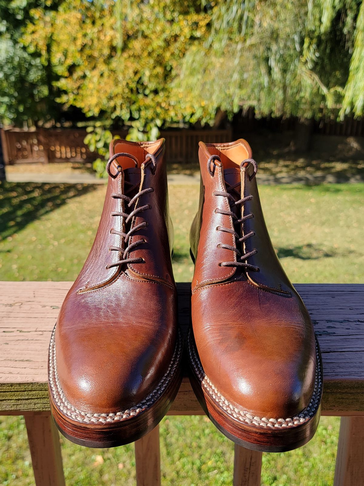 Photo by LouisvilleLeatherGuy on October 4, 2022 of the Midas Unlisted Model in Shinki Cognac Oiled Horsebutt.