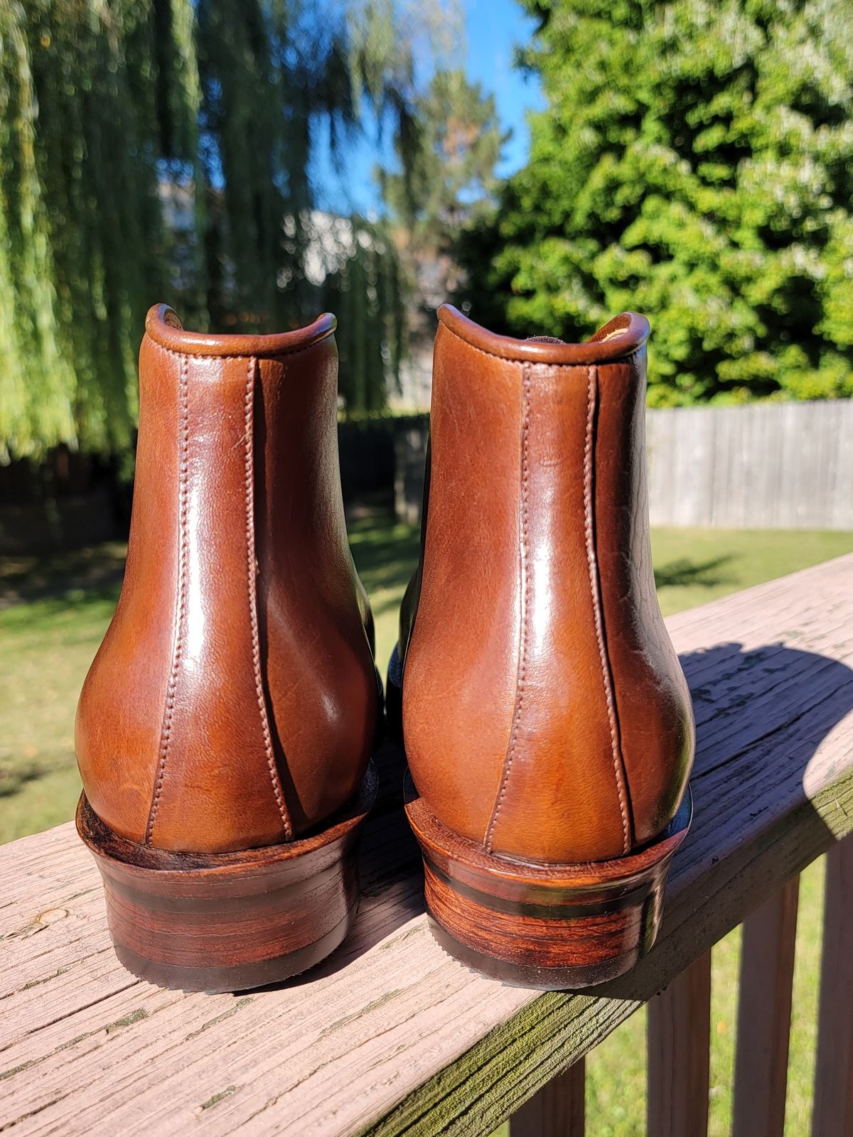 Photo by LouisvilleLeatherGuy on October 3, 2022 of the Midas Unlisted Model in Shinki Cognac Oiled Horsebutt.