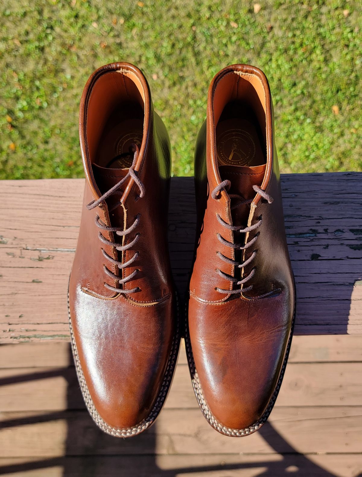 Photo by LouisvilleLeatherGuy on October 3, 2022 of the Midas Unlisted Model in Shinki Cognac Oiled Horsebutt.