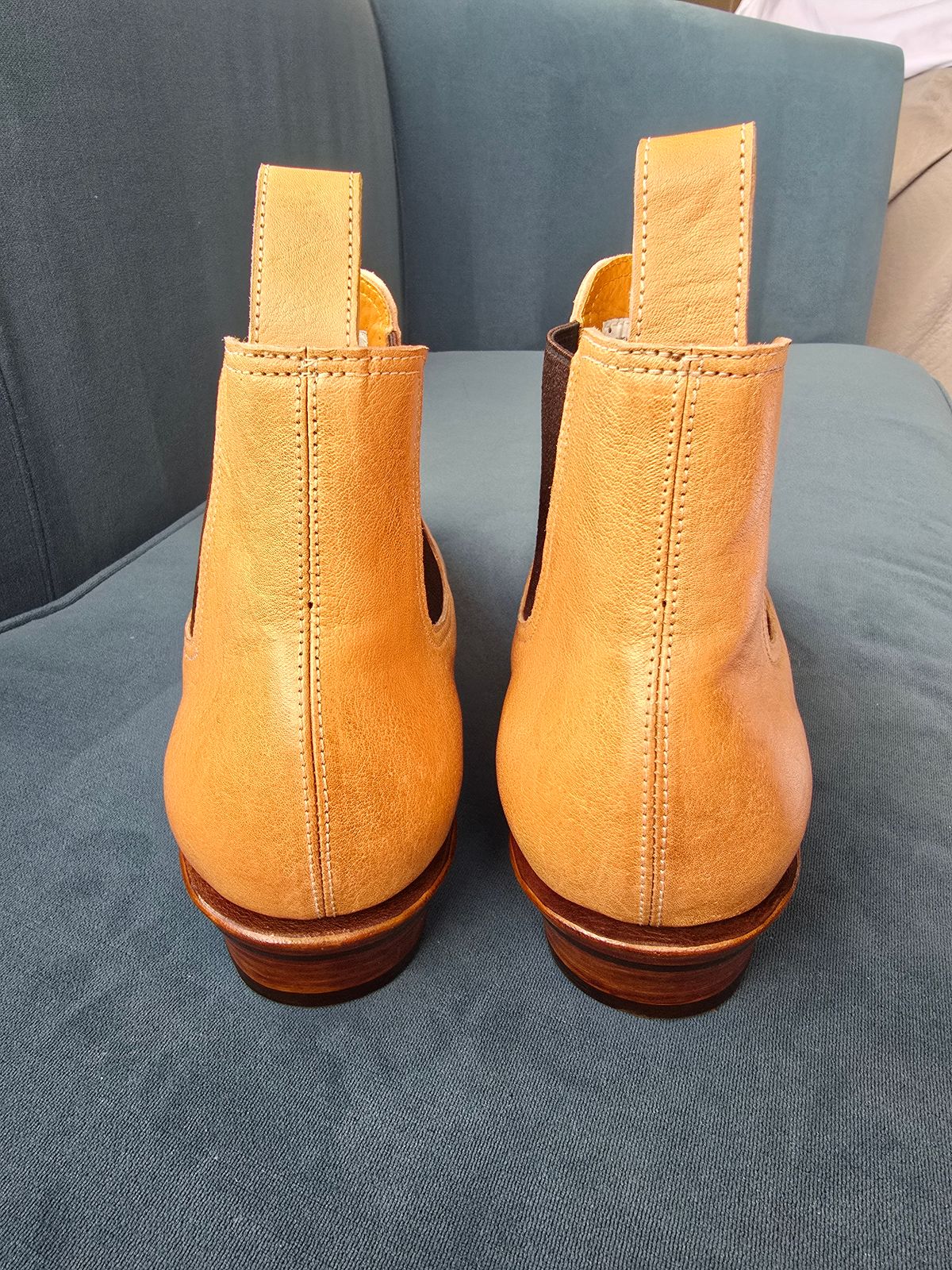 Photo by LouisvilleLeatherGuy on October 1, 2025 of the Briselblack The Seventh Chelsea Boot in Maryam Natural Kangaroo.