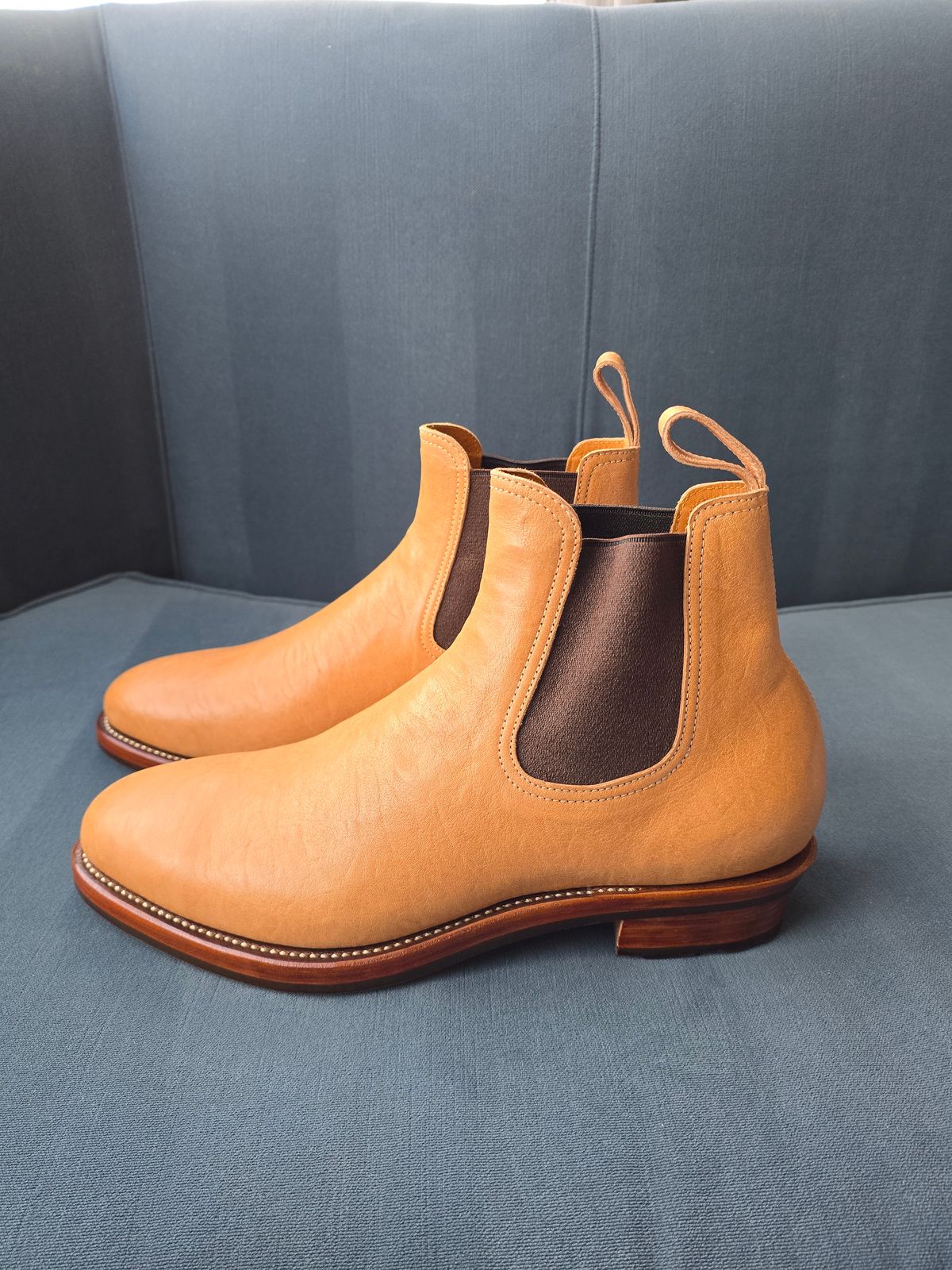 Photo by LouisvilleLeatherGuy on October 1, 2025 of the Briselblack The Seventh Chelsea Boot in Maryam Natural Kangaroo.