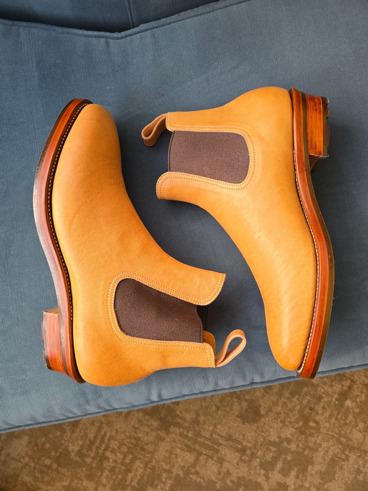 Photo by LouisvilleLeatherGuy on October 1, 2025 of the Briselblack The Seventh Chelsea Boot in Maryam Natural Kangaroo.
