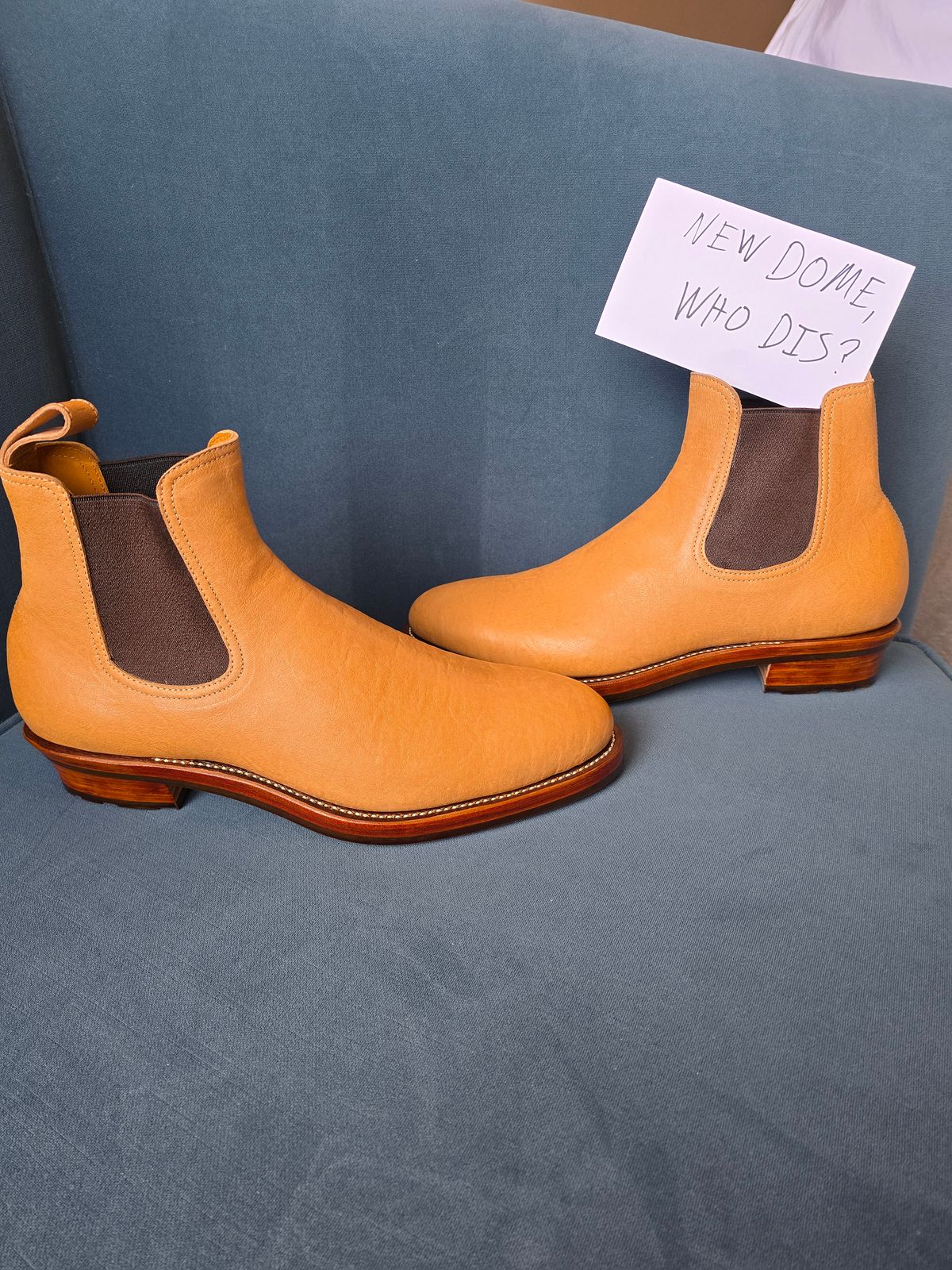Photo by LouisvilleLeatherGuy on October 1, 2025 of the Briselblack The Seventh Chelsea Boot in Maryam Natural Kangaroo.
