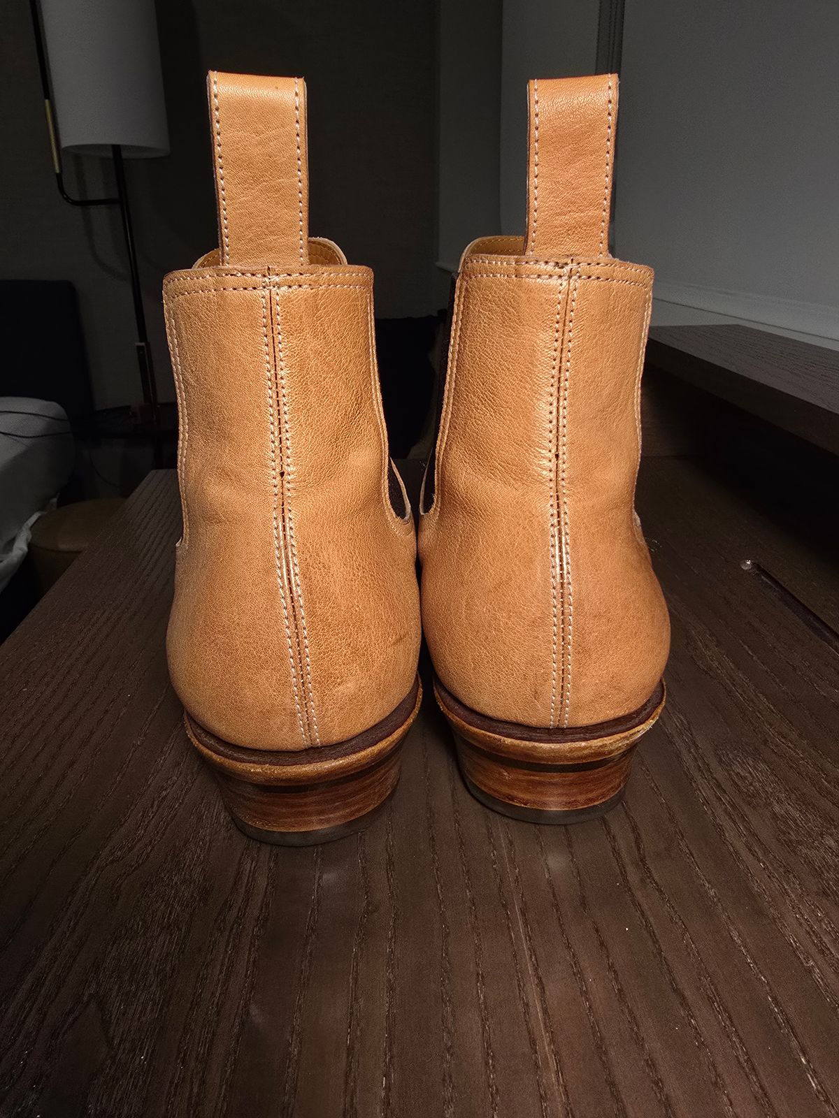 Photo by LouisvilleLeatherGuy on November 5, 2025 of the Briselblack The Seventh Chelsea Boot in Maryam Natural Kangaroo.
