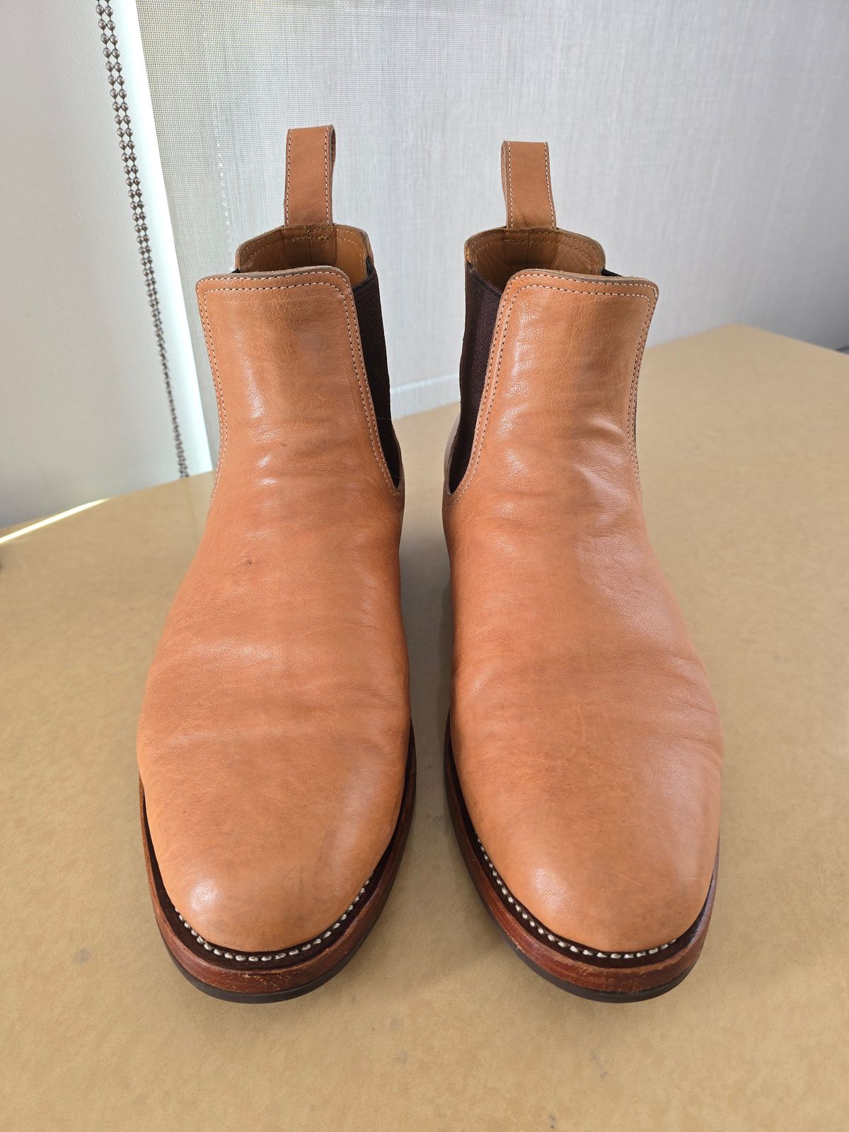 Photo by LouisvilleLeatherGuy on December 5, 2025 of the Briselblack The Seventh Chelsea Boot in Maryam Natural Kangaroo.