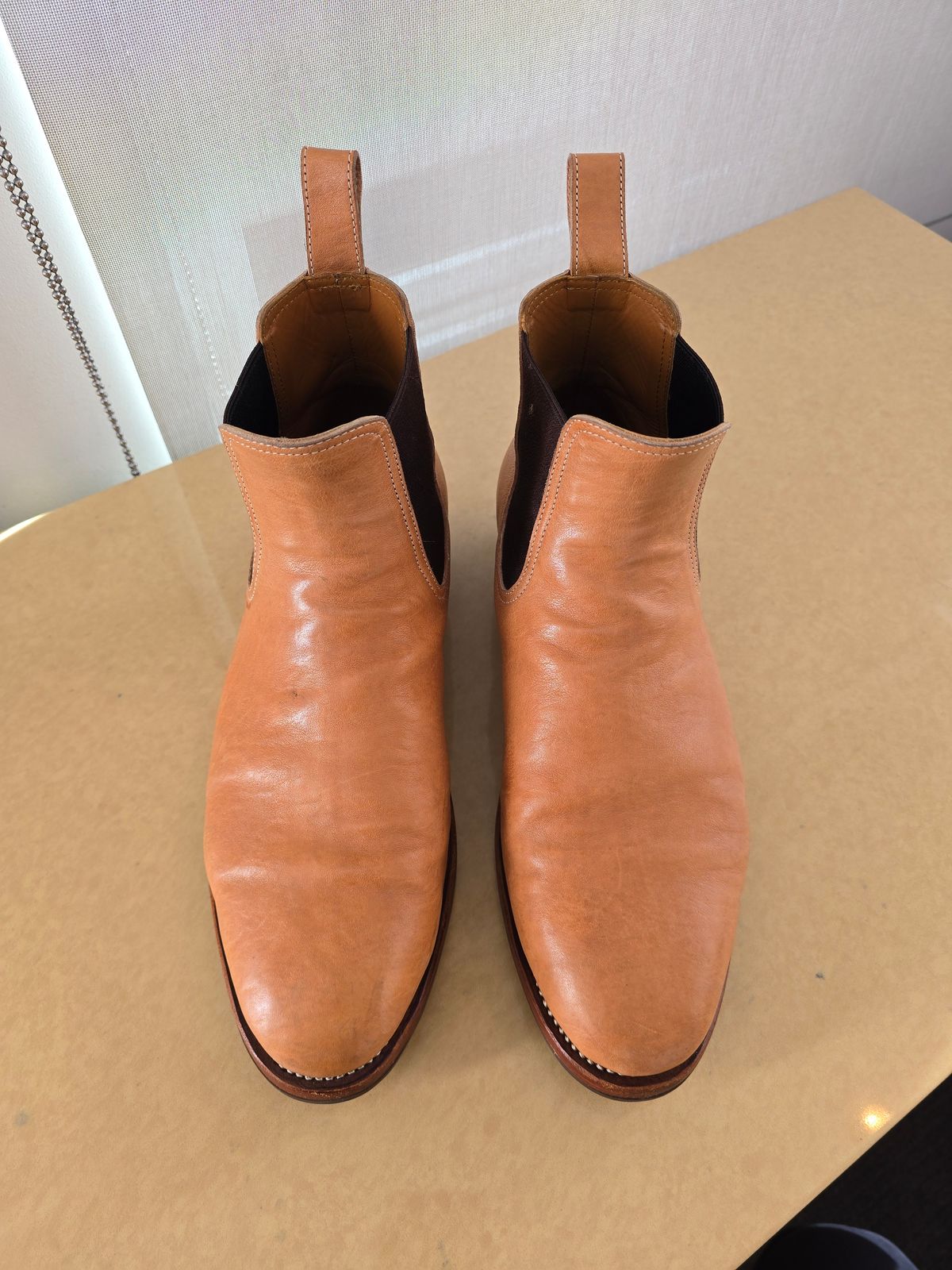 Photo by LouisvilleLeatherGuy on December 5, 2025 of the Briselblack The Seventh Chelsea Boot in Maryam Natural Kangaroo.